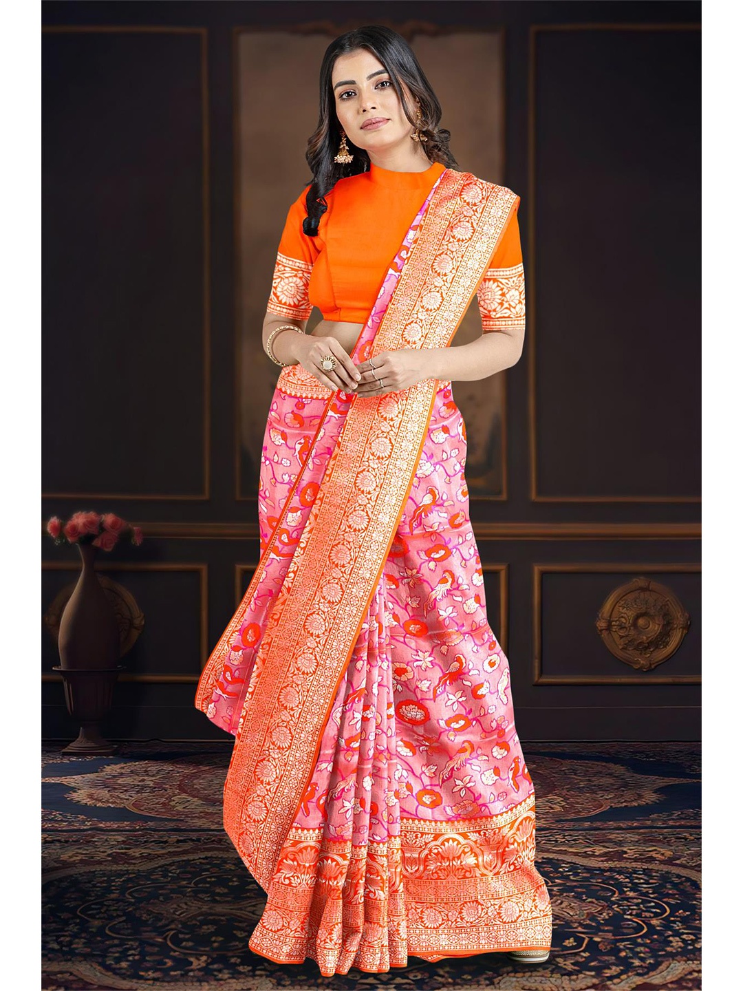 

Kalamandir Woven Design Zari Saree, Pink