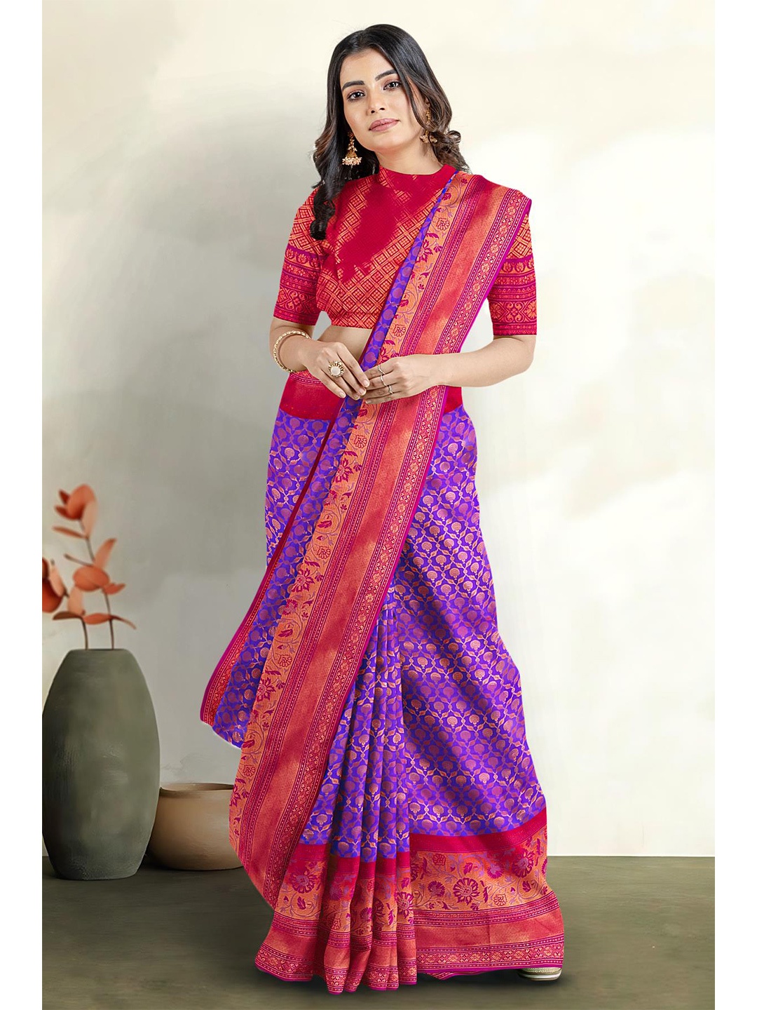 

Kalamandir Woven Design Zari Tissue Saree, Purple