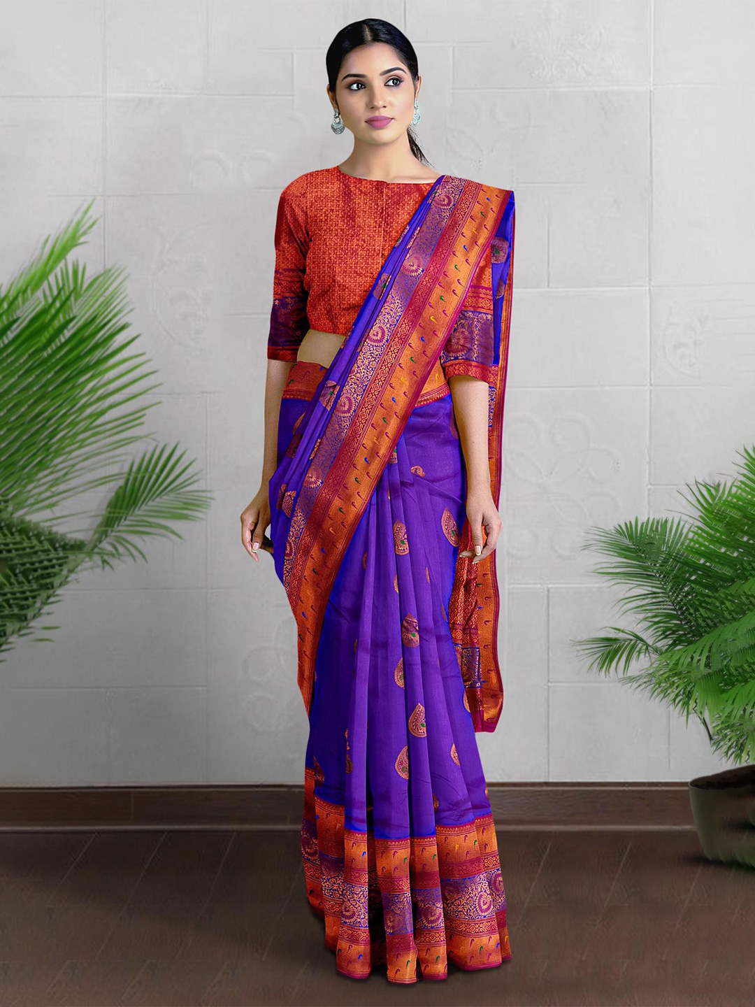 

Kalamandir Woven Design Zari Tissue Saree, Violet