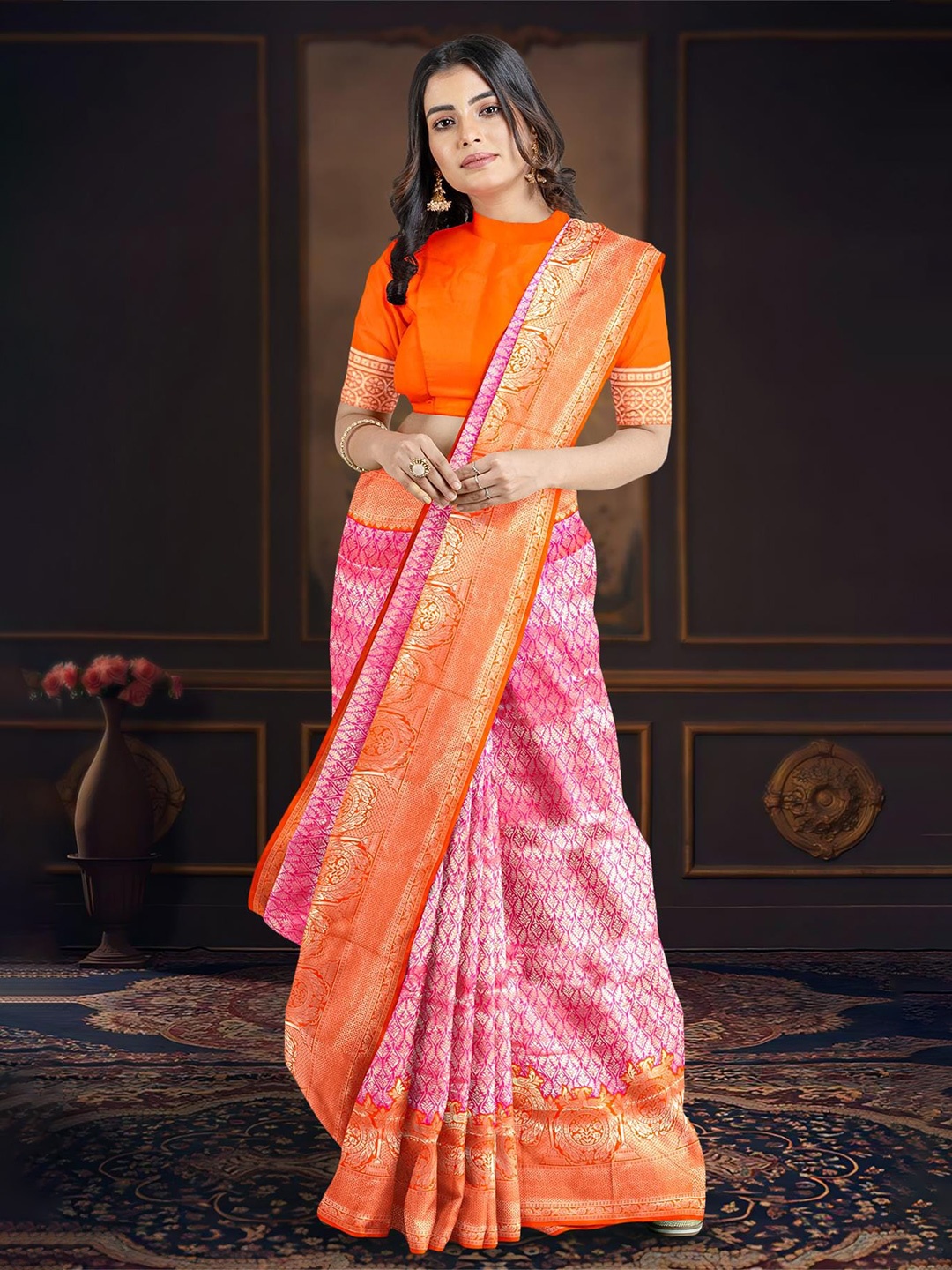 

Kalamandir Woven Design Zari Saree, Pink