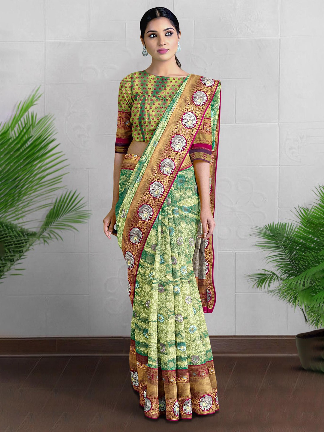 

Kalamandir Woven Design Zari Saree, Green