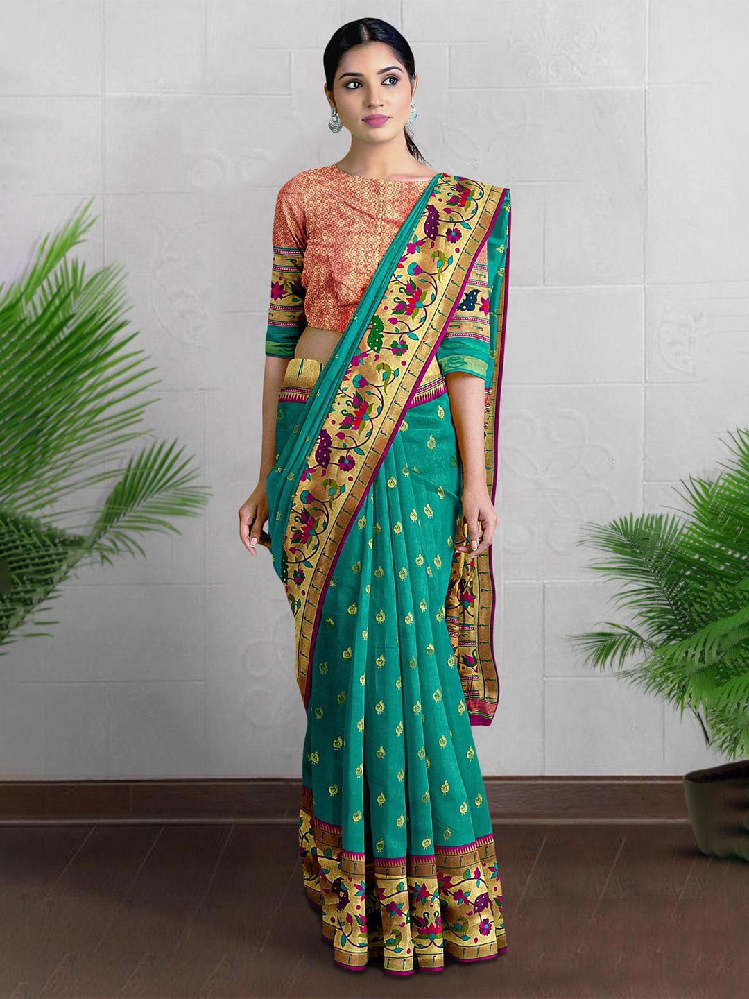 

Kalamandir Woven Design Zari Saree, Teal