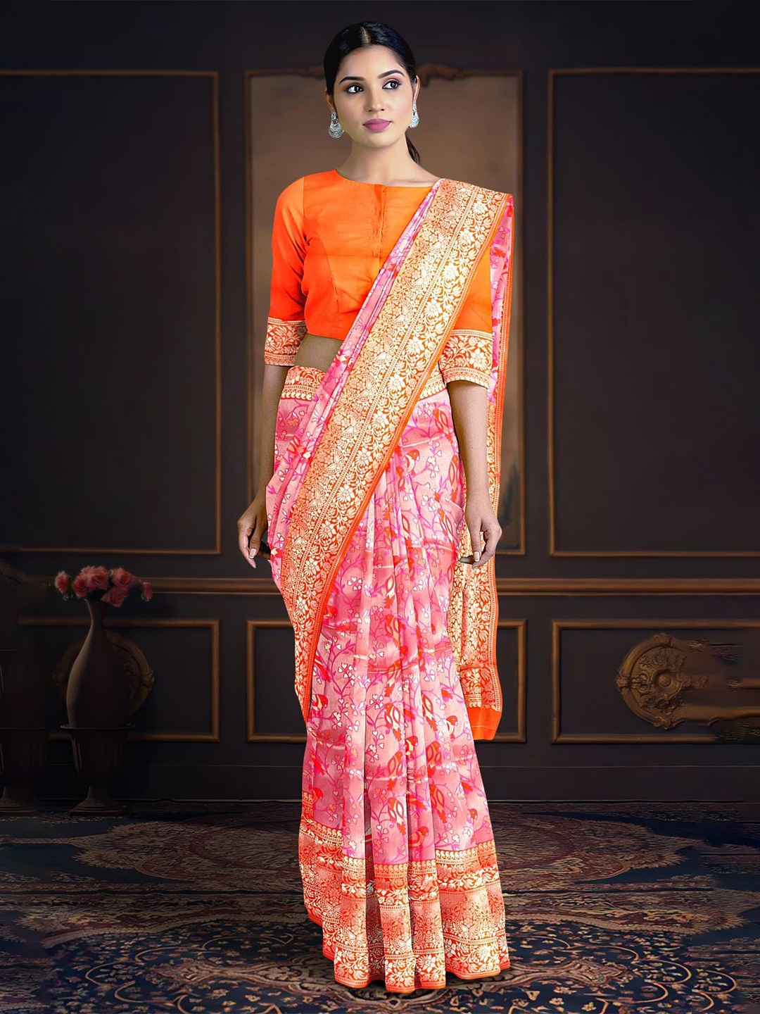 

Kalamandir Woven Design Zari Saree, Pink