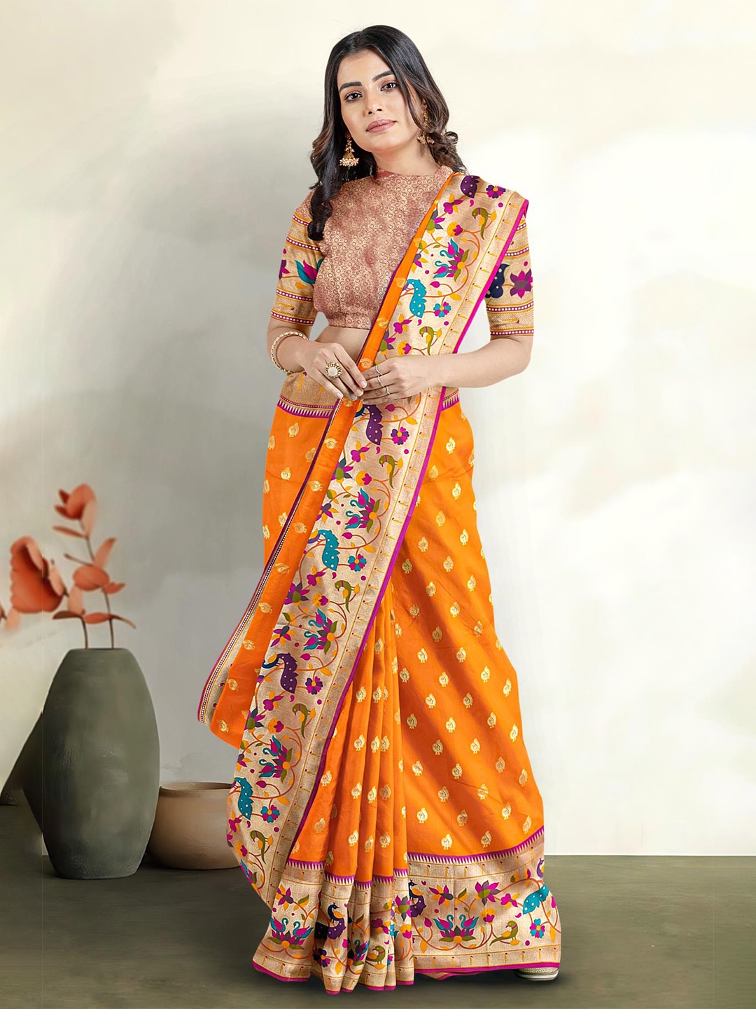 

Kalamandir Woven Design Zari Saree, Orange