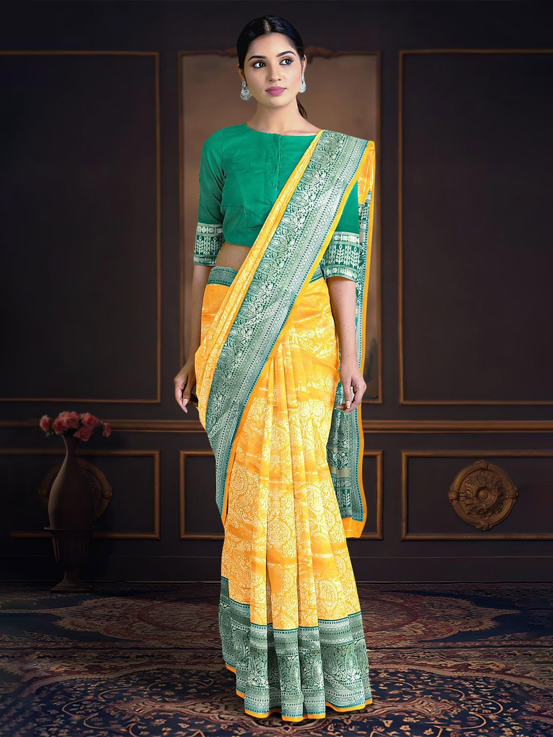 

Kalamandir Woven Design Zari Saree, Yellow