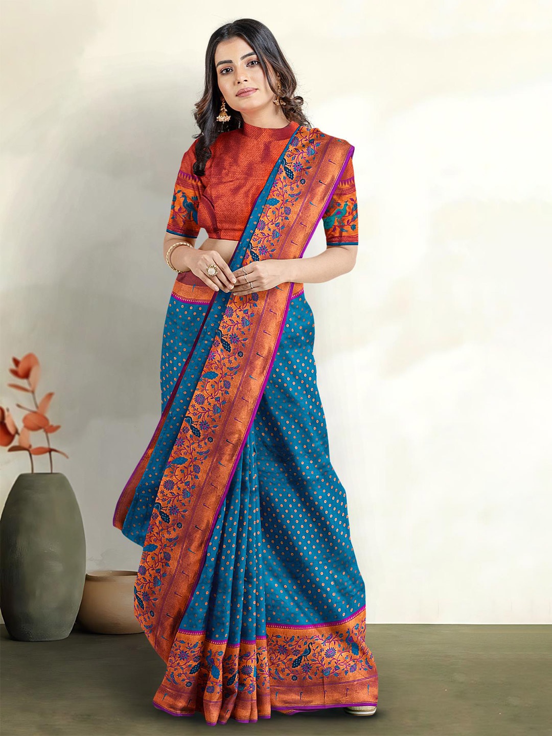 

Kalamandir Woven Design Zari Tissue Saree, Blue
