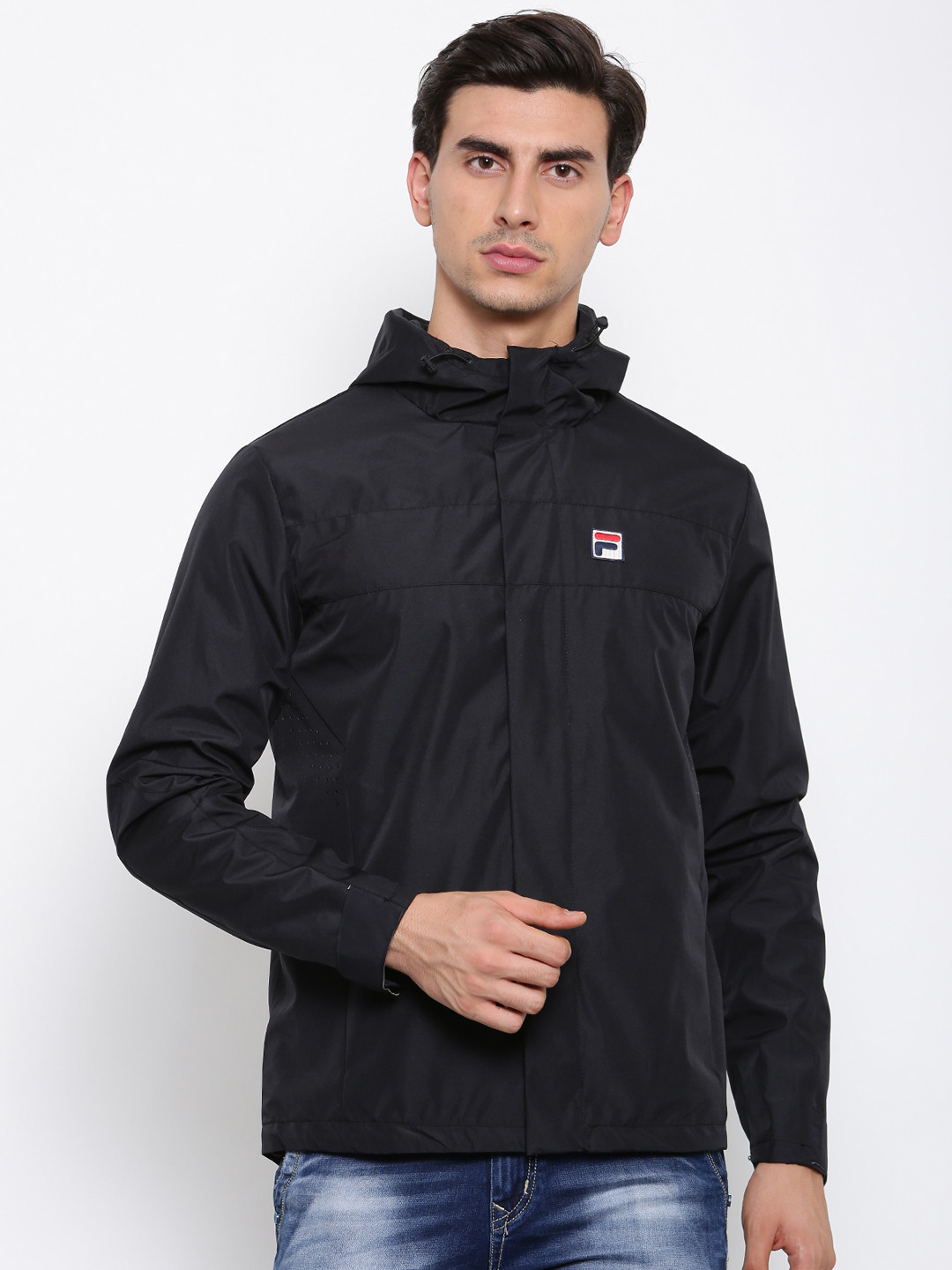 

FILA Men Black Solid Windcheater Sporty Jacket