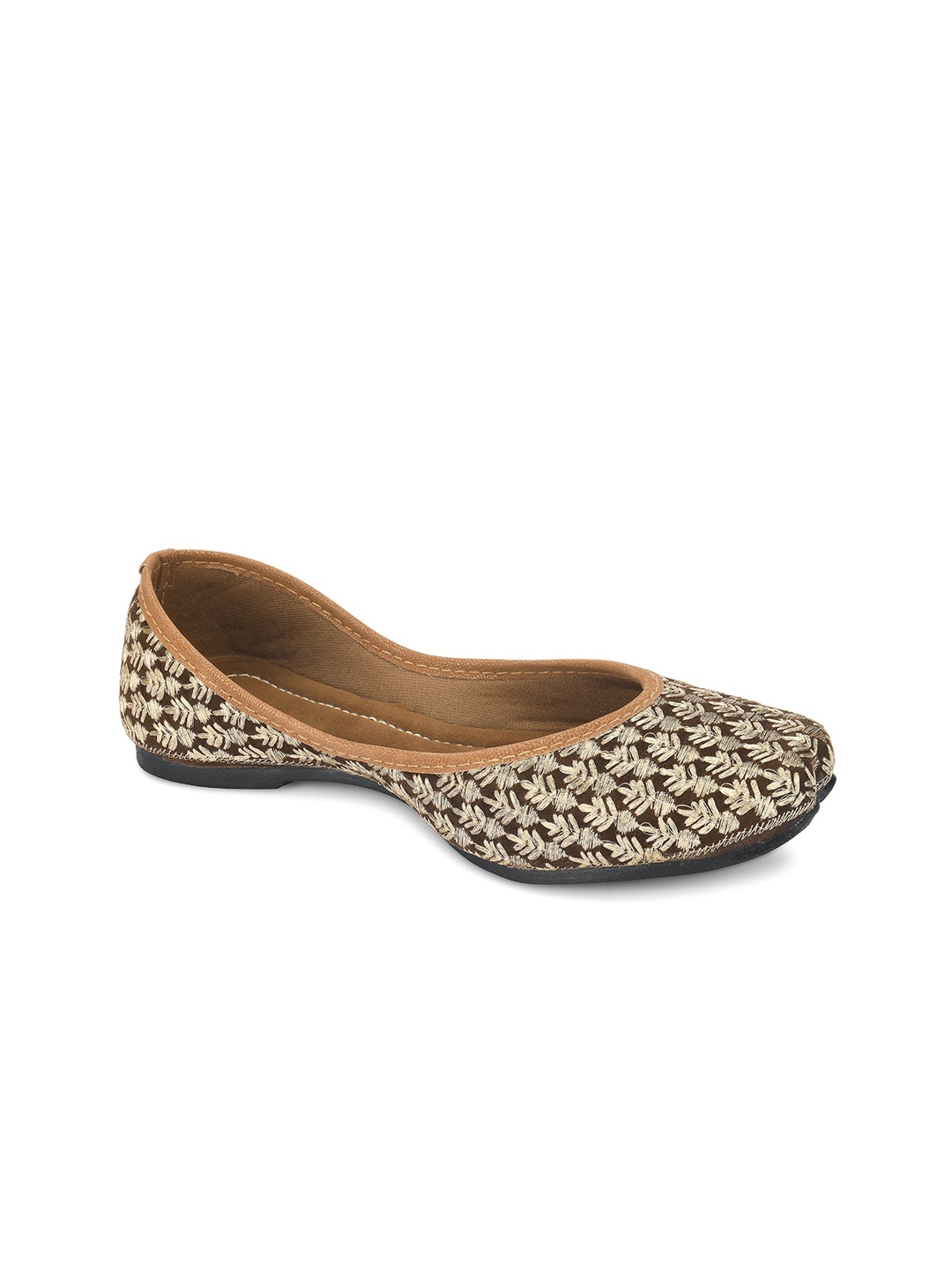 

DESI COLOUR Women Woven Design Ethnic Mojaris, Brown