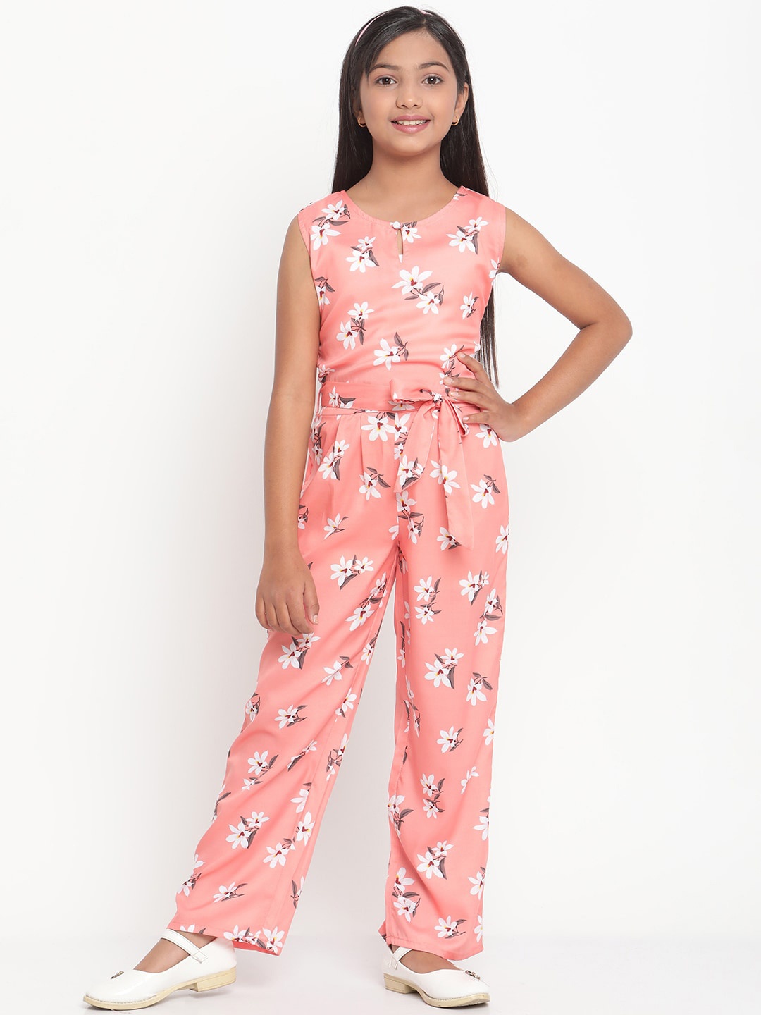 

Stuffie Land Girls Printed Basic Jumpsuit, Orange