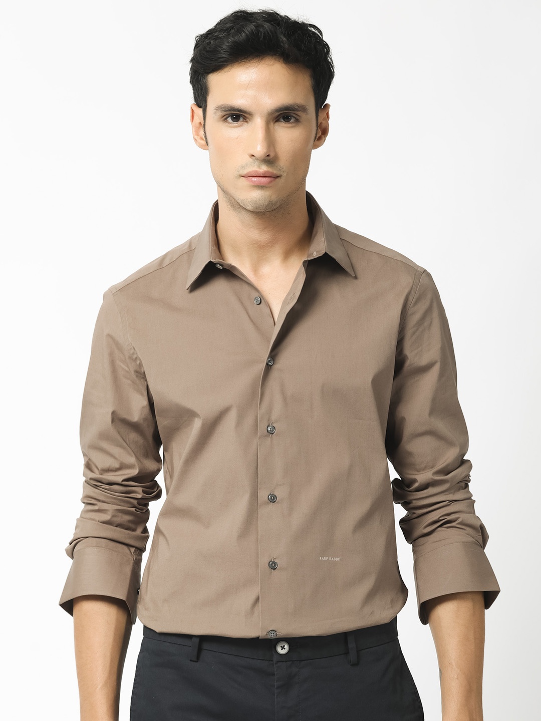 

RARE RABBIT Men Neutons Slim Fit Shirt, Brown
