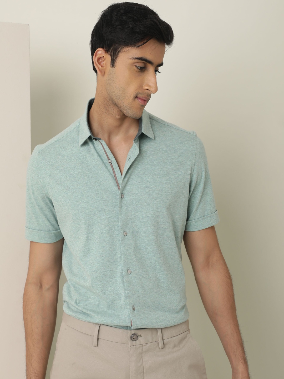 

RARE RABBIT Men Miraj Slim Fit Cotton Shirt, Green