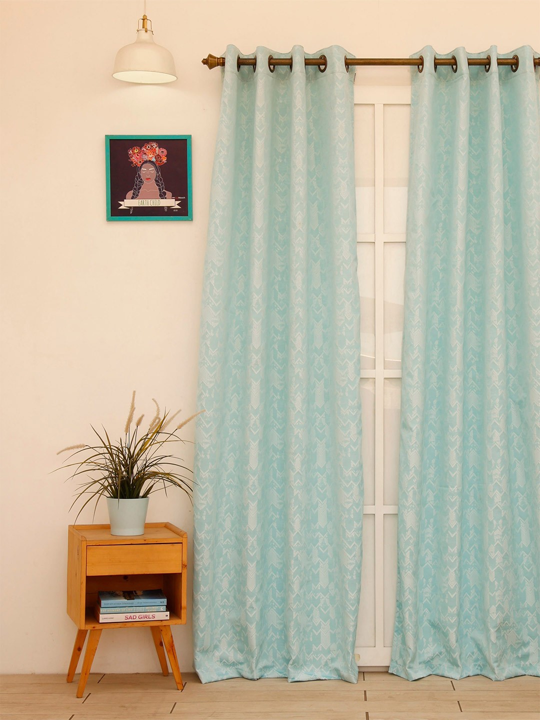 

Ariana Sea Green & White Geometric Door Curtain