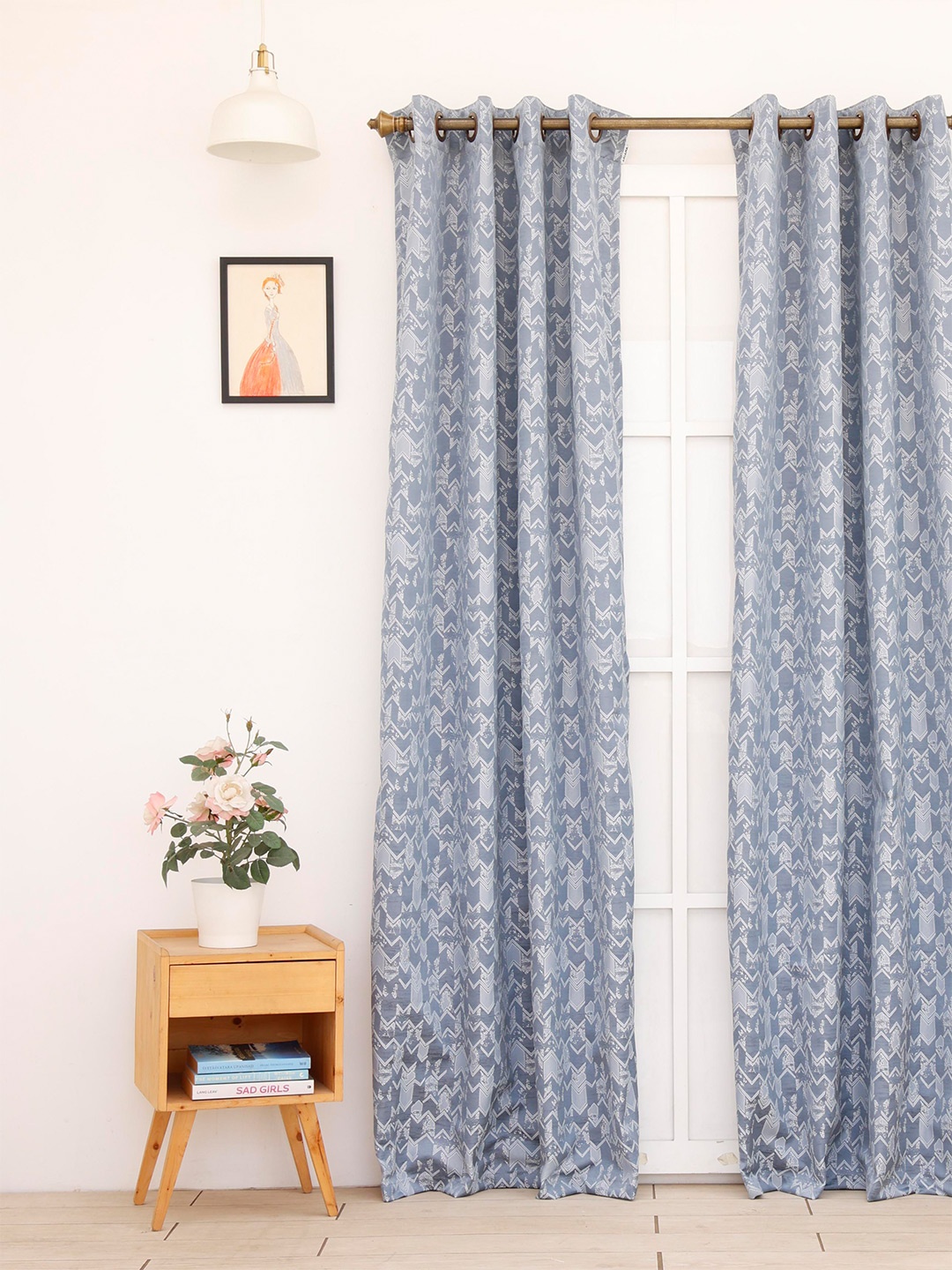 

Ariana Grey & White Geometric Long Door Curtain