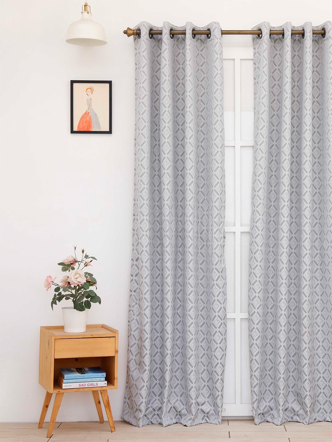 

Ariana Grey & White Geometric Door Curtain