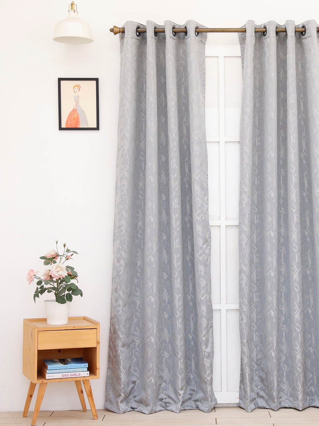 

Ariana Grey & White Geometric Long Door Curtain