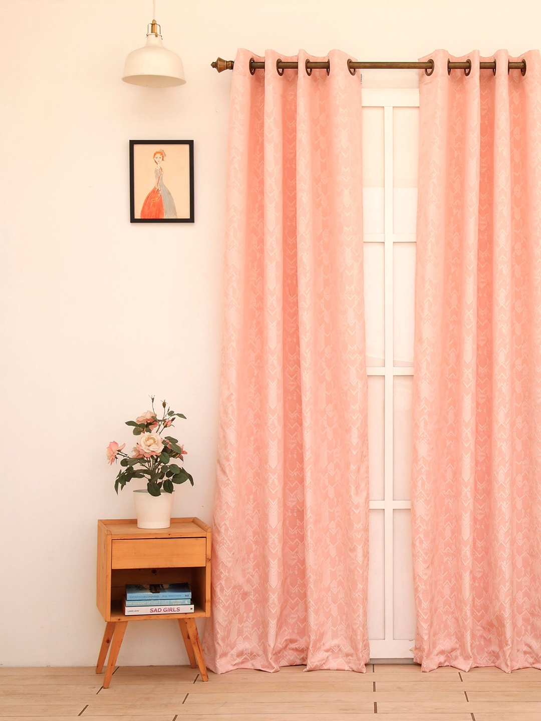 

Ariana Pink & White Geometric Long Door Curtain