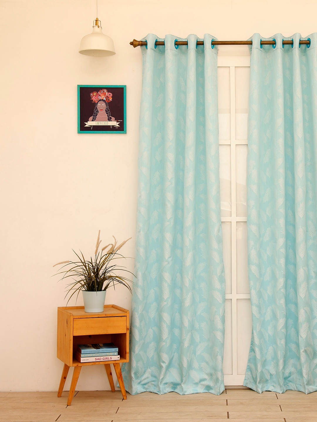 

Ariana Sea Green & White Abstract Long Door Curtain
