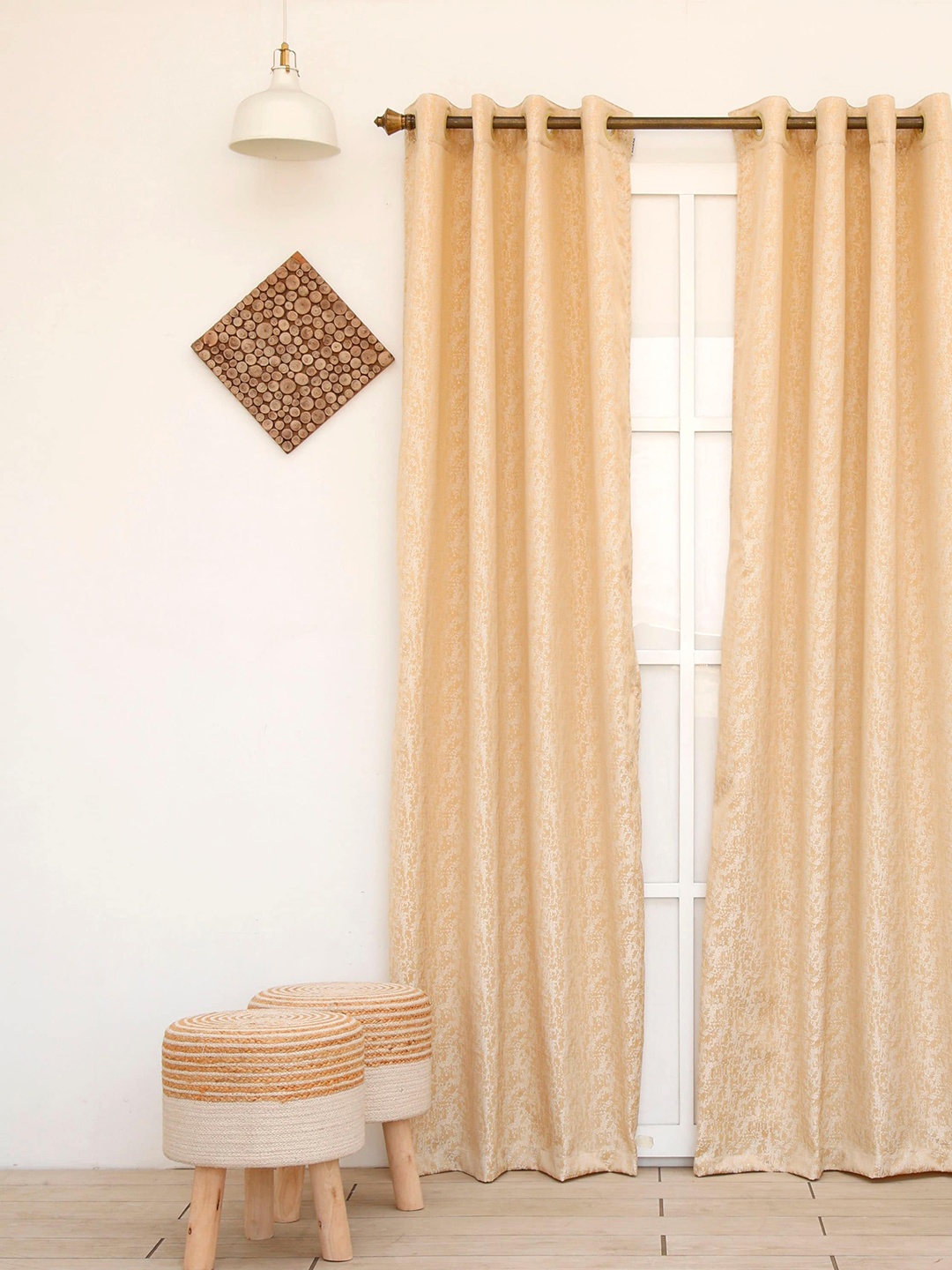 

Ariana Beige & White Self Design Long Door Curtain
