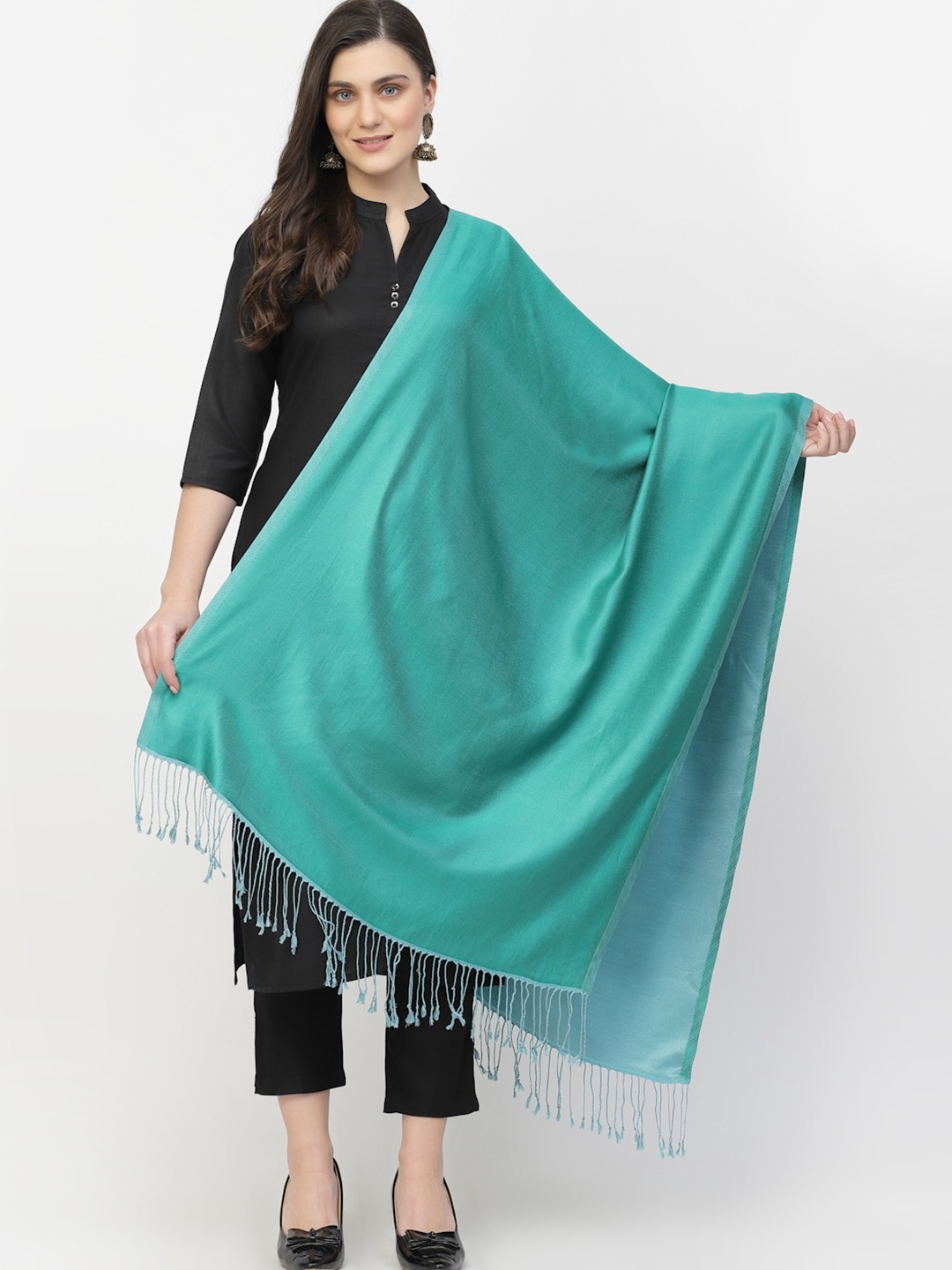 

Anekaant Women Reversable Silk Stole, Sea green