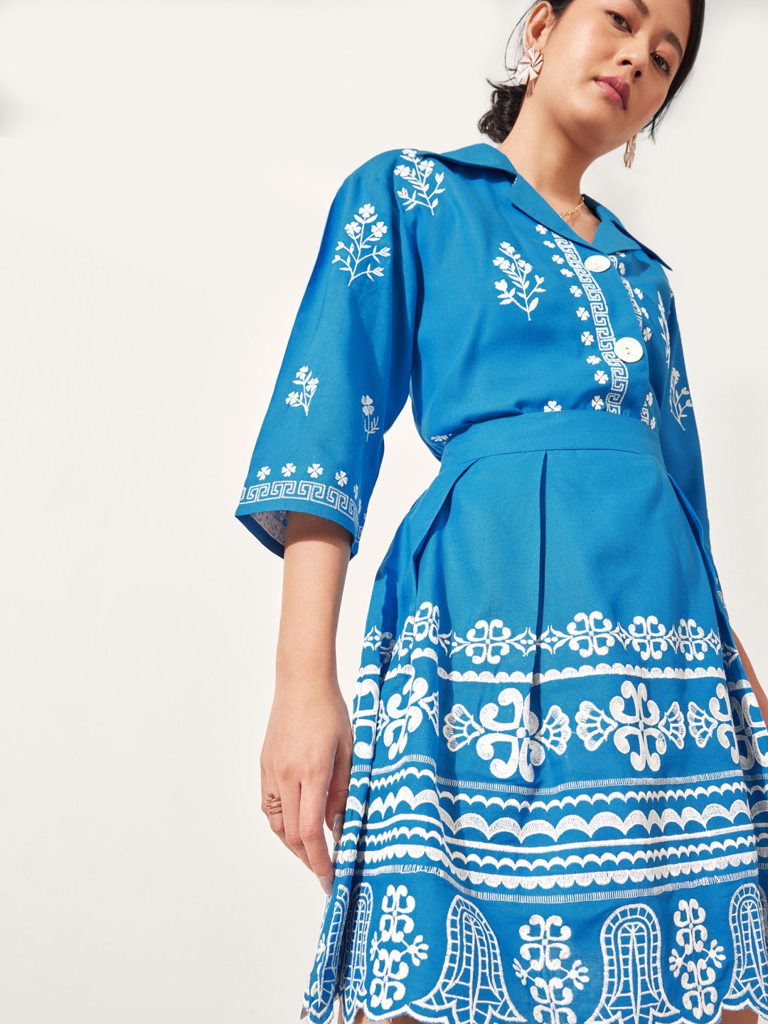 

The Label Life Printed Pleated Mini Skirt, Blue