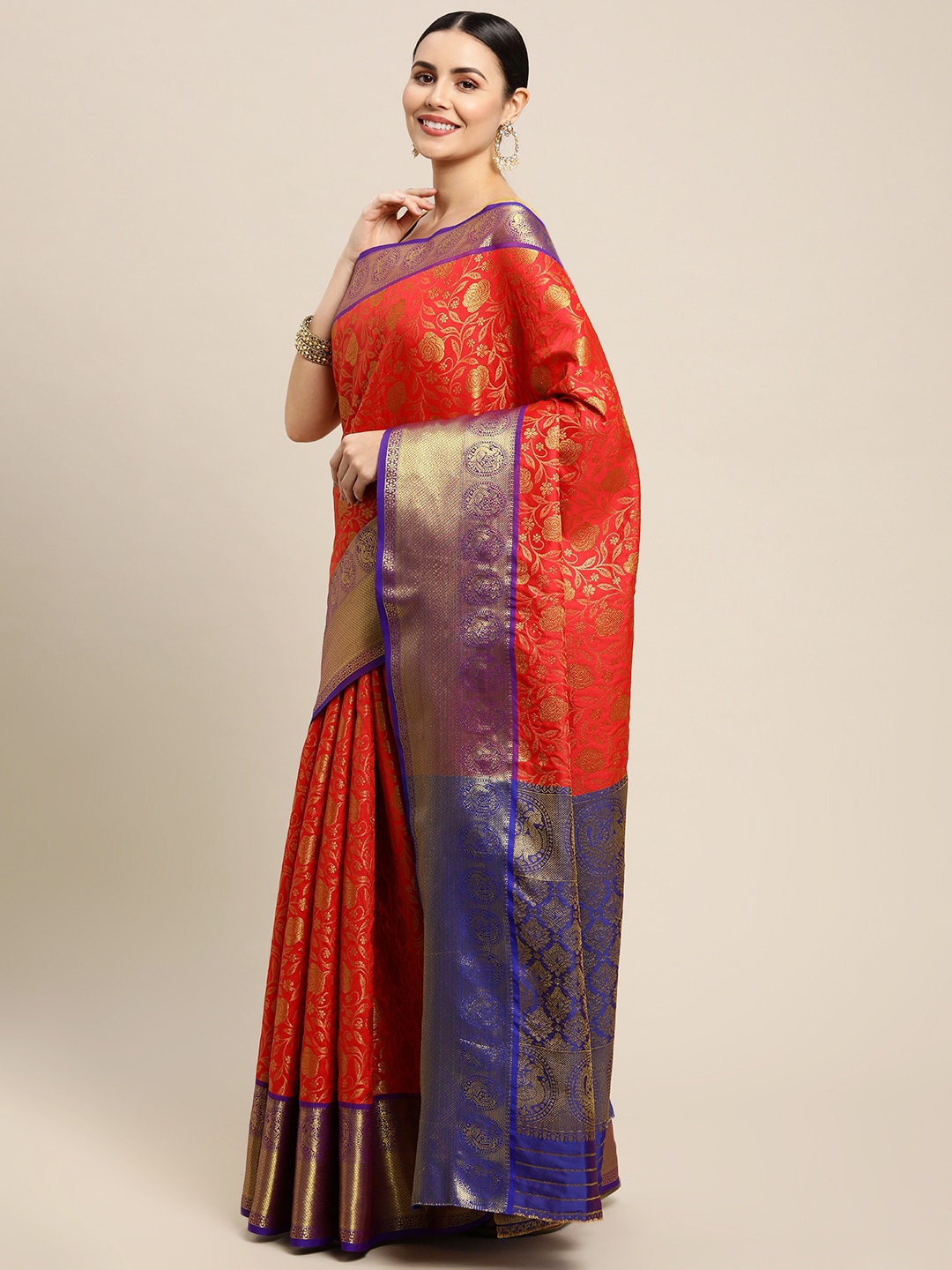 

Royal Rajgharana Saree Woven Design Zari Pure Silk Banarasi Sarees, Red