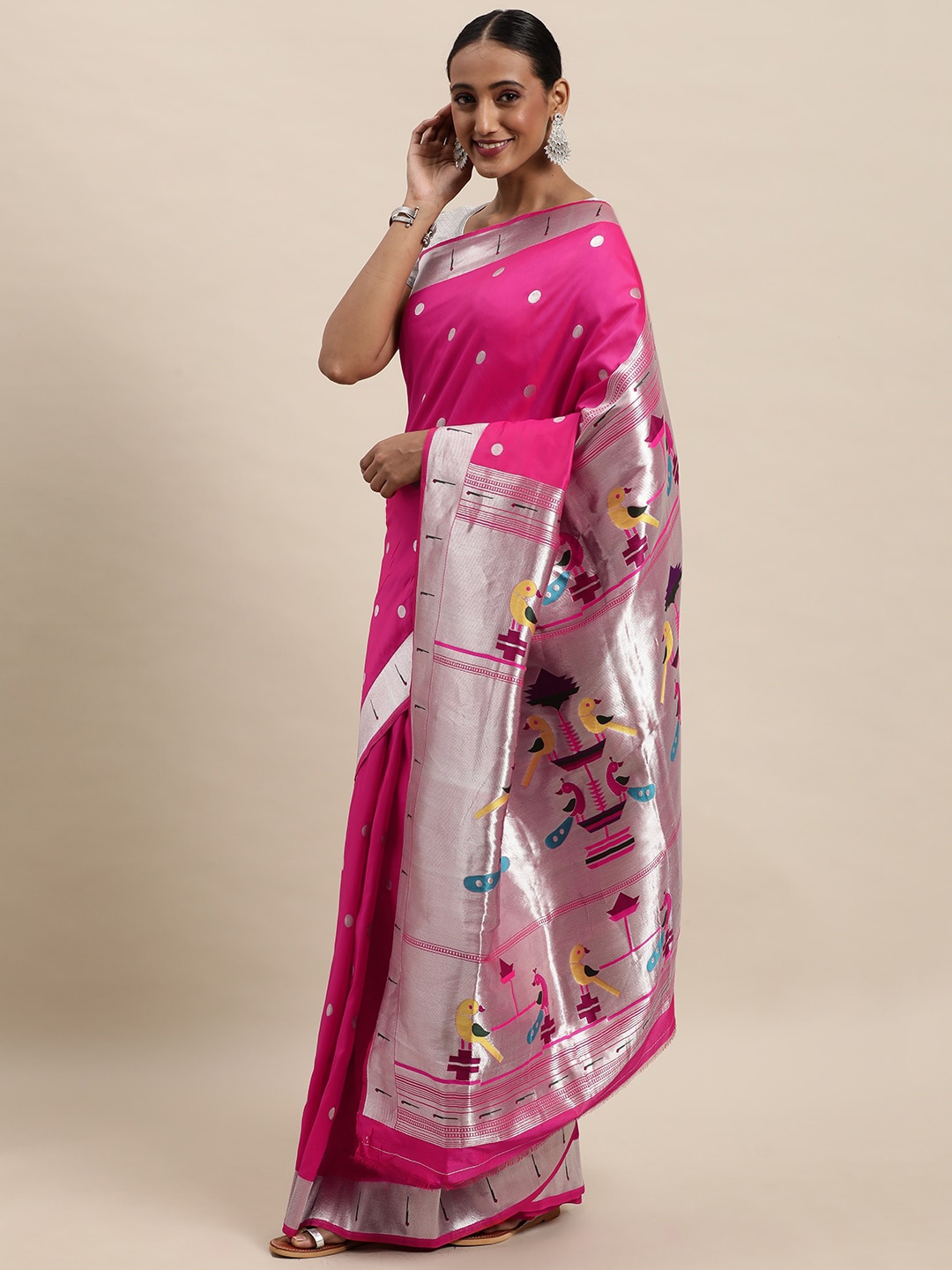 

Royal Rajgharana Saree Ethnic Motifs Zari Pure Silk Banarasi Sarees, Pink