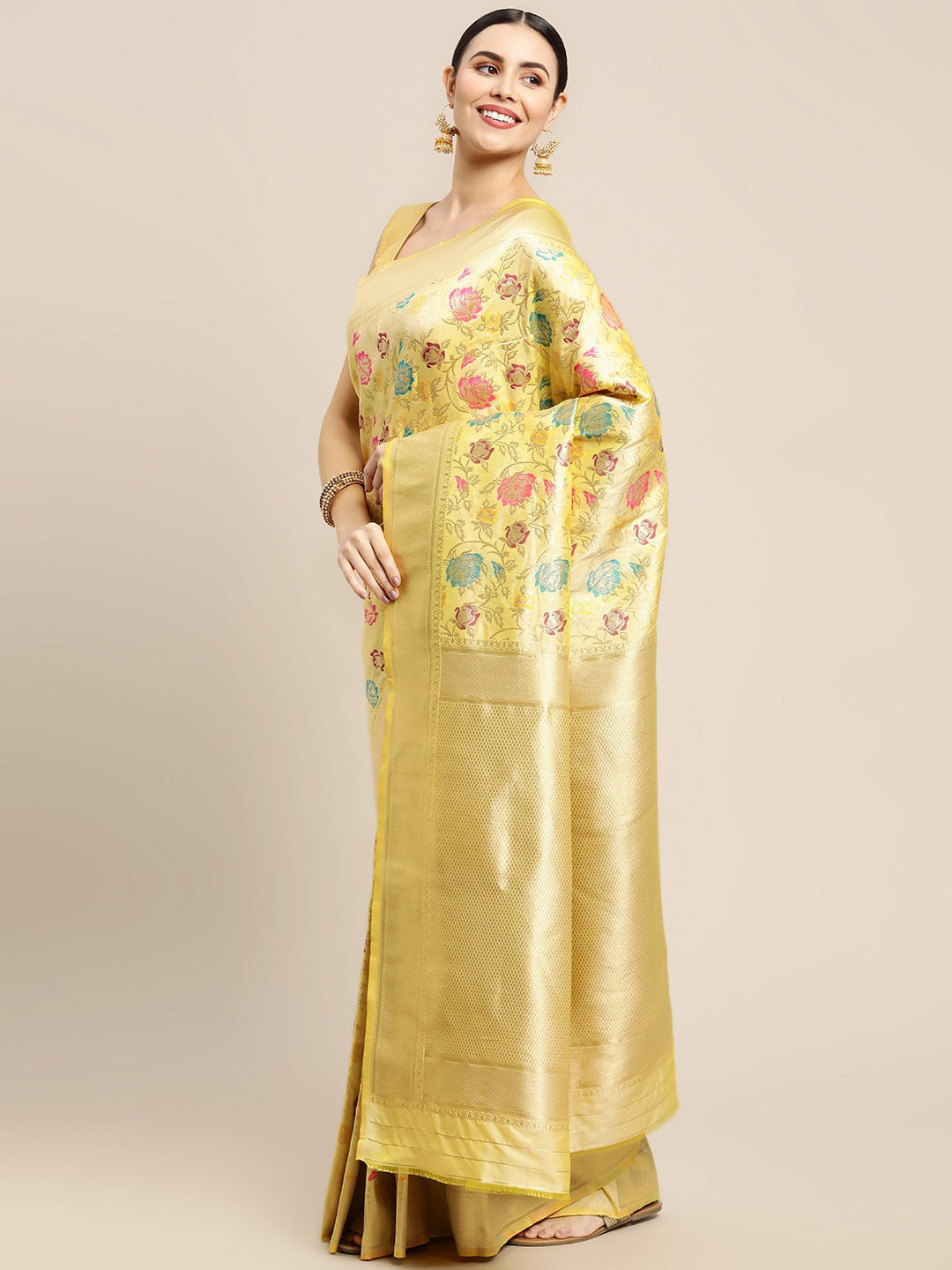 

Royal Rajgharana Saree Ethnic Motifs Woven Design Zari Pure Silk Banarasi Sarees, White