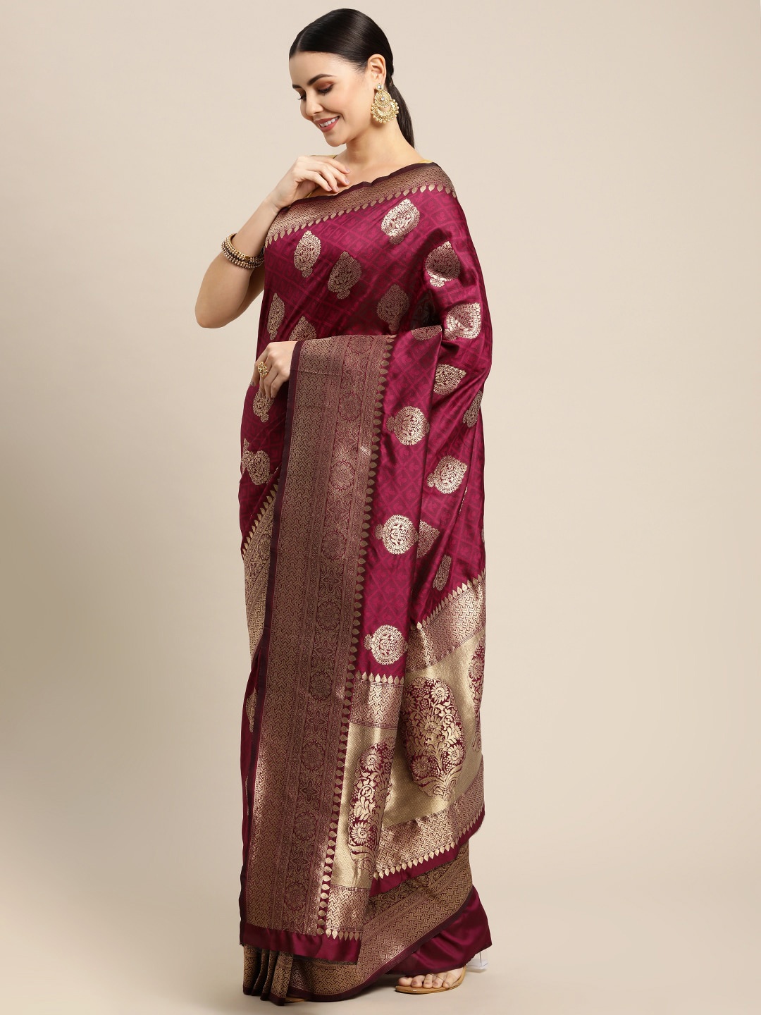 

Royal Rajgharana Saree Ethnic Motif Woven Design Zari Pure Silk Banarasi Sarees, Magenta