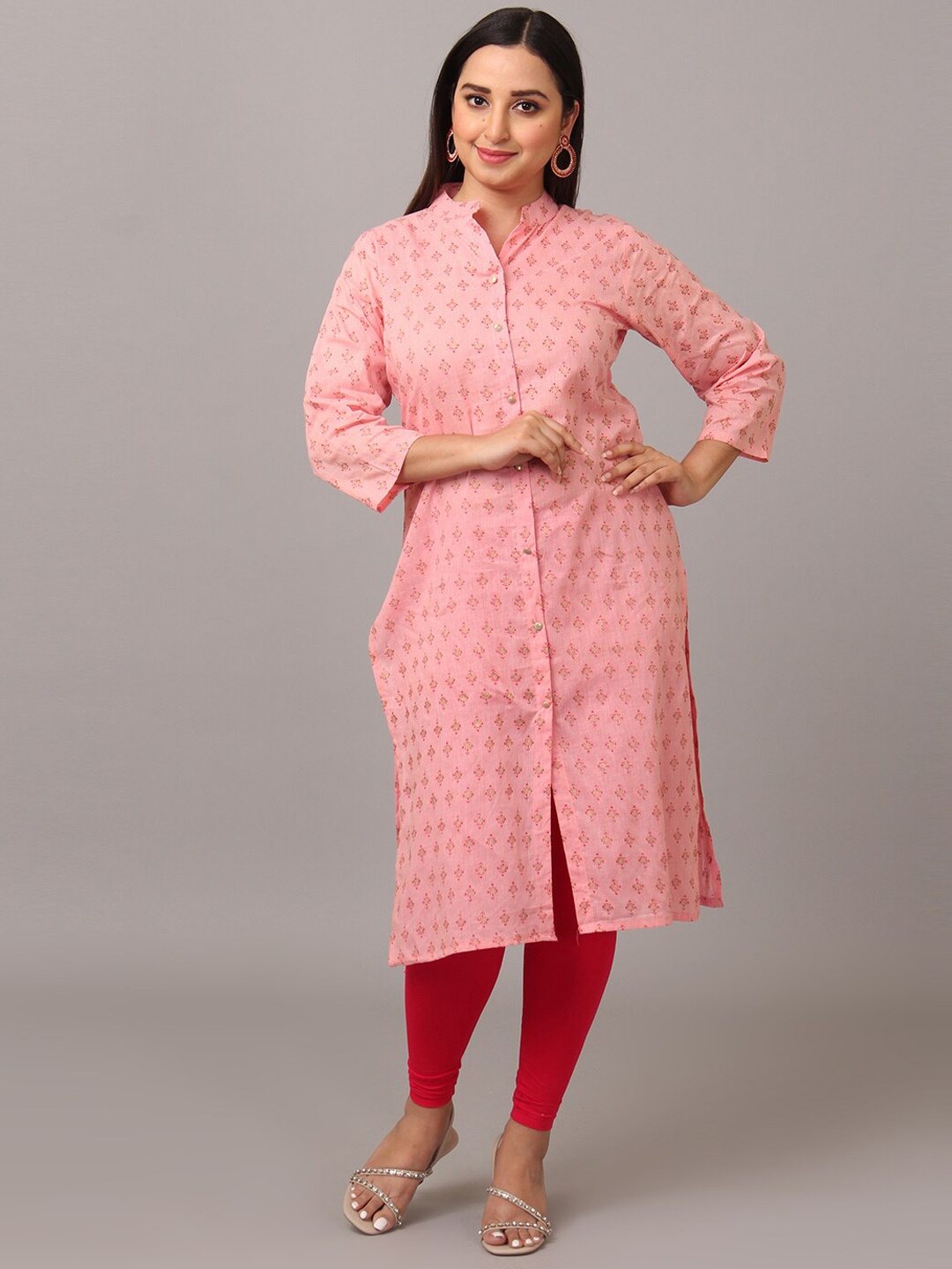 

NAYRA Women Floral Printed Cotton Kurta, Pink