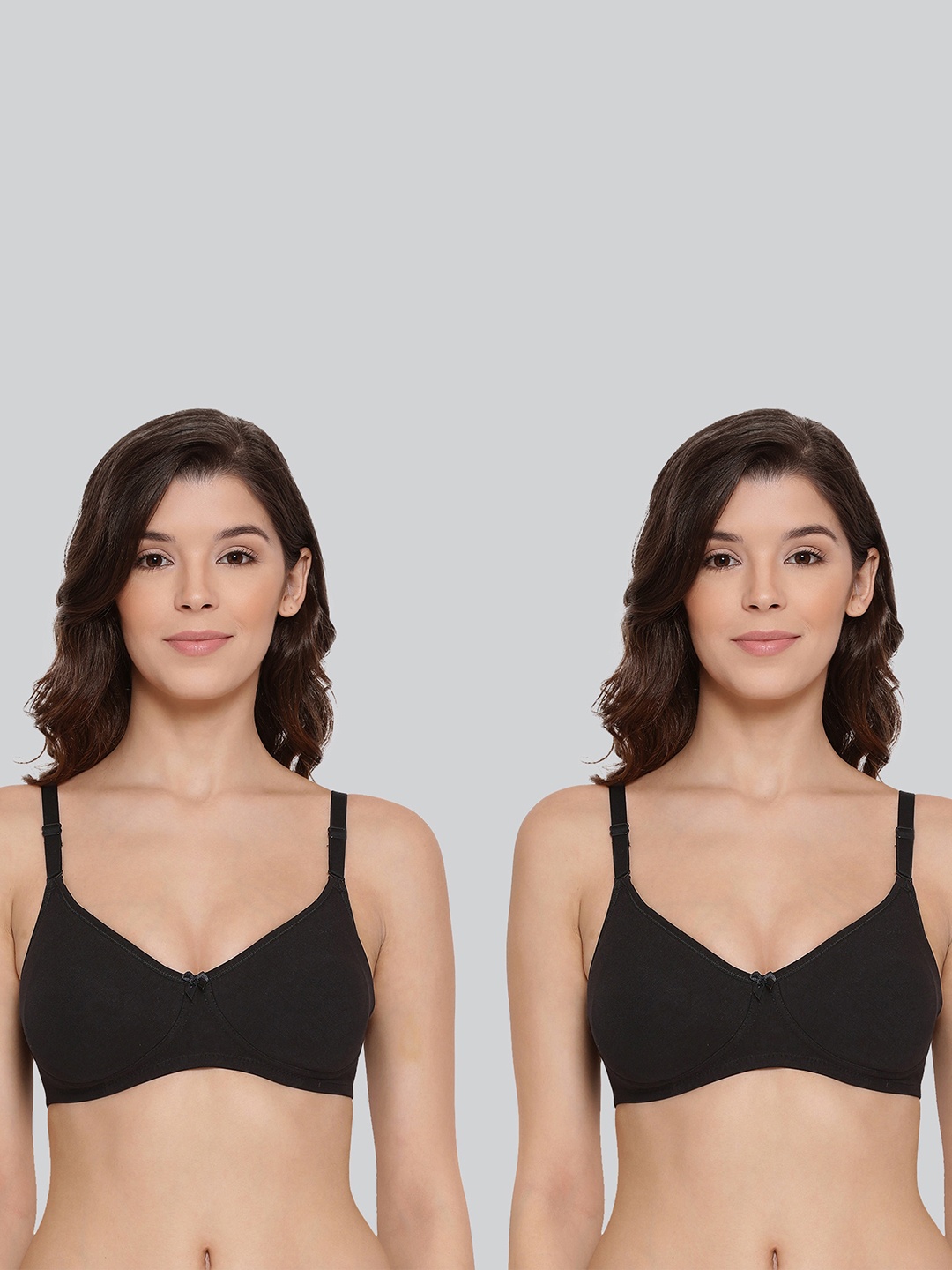 

LYRA Pack Of 2 Combed Cotton Rich Full Coverage Spacer Bra, Black