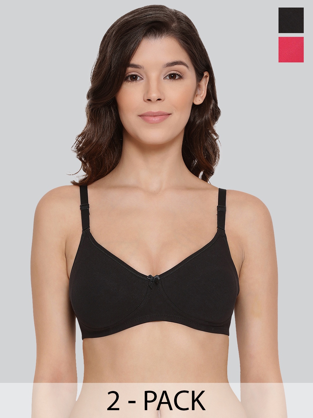 

LYRA Pack of 2 Underwired Anti Bacterial Seamless Cotton T-shirt Bra, Red