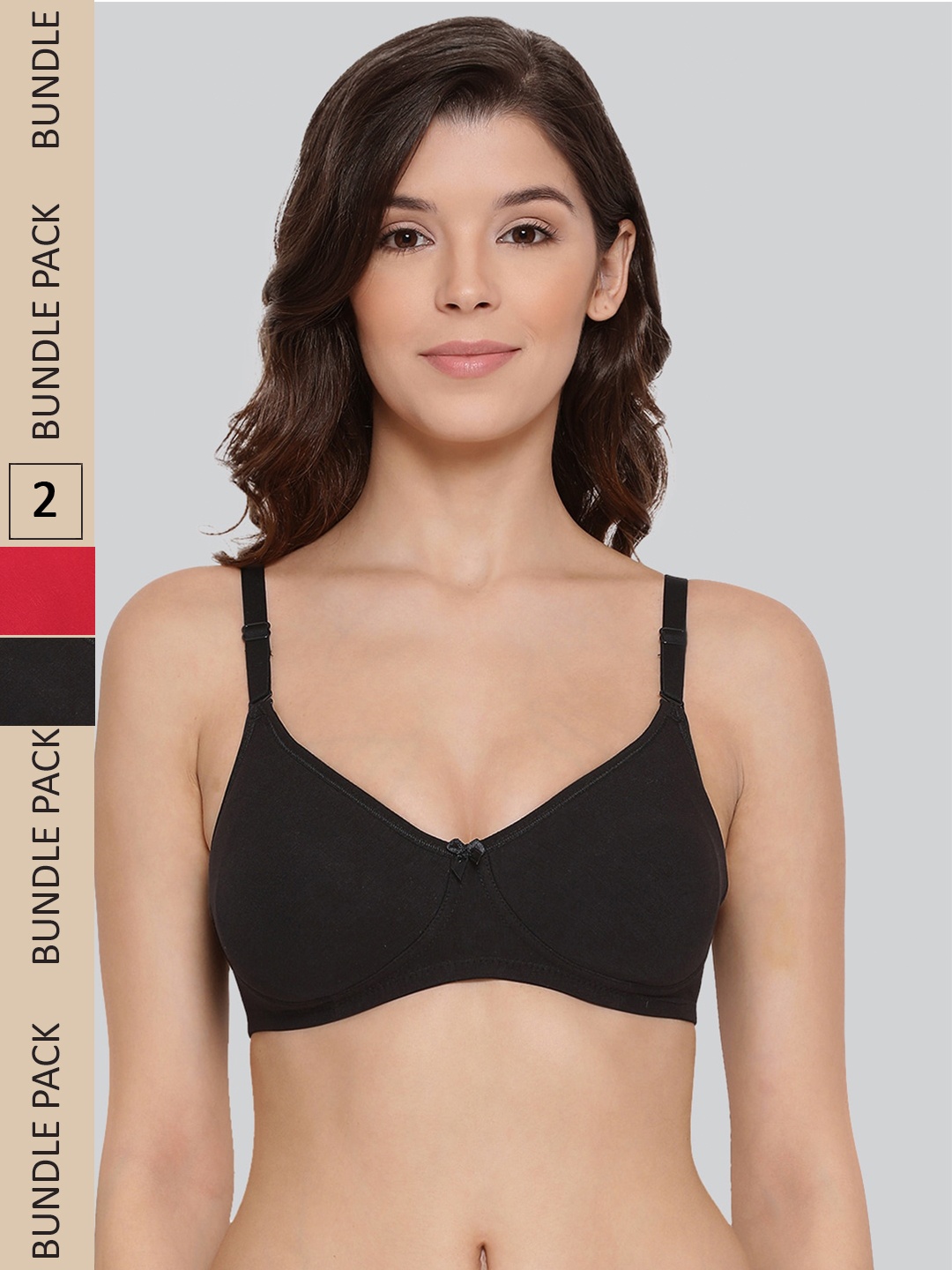 

LYRA Pack Of 2 Combed Cotton Rich Full Coverage Spacer Bra, Black