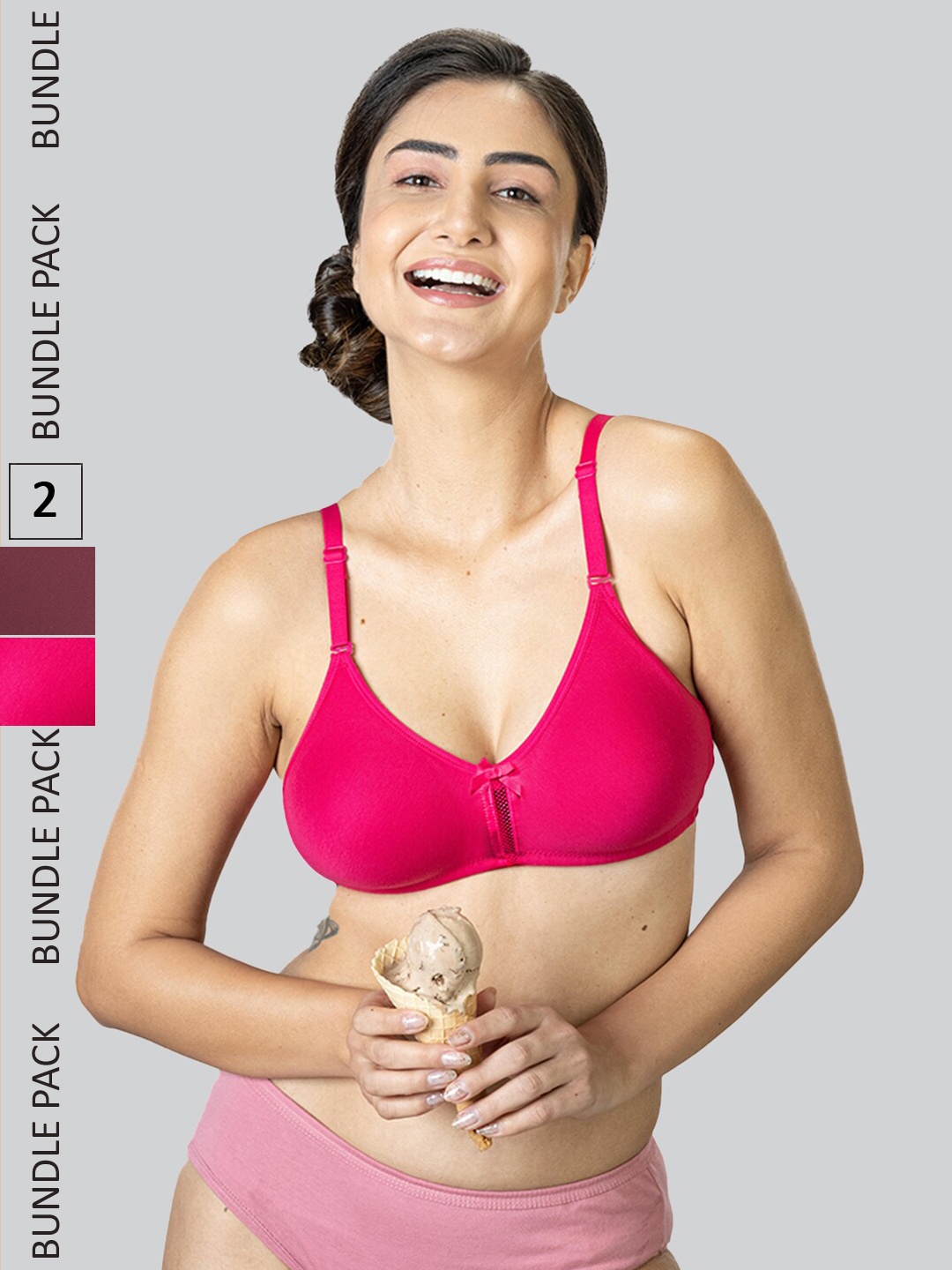 

LYRA Pack Of 2 Anti Odour Non Padded Underwired Cotton Bra, Coffee brown