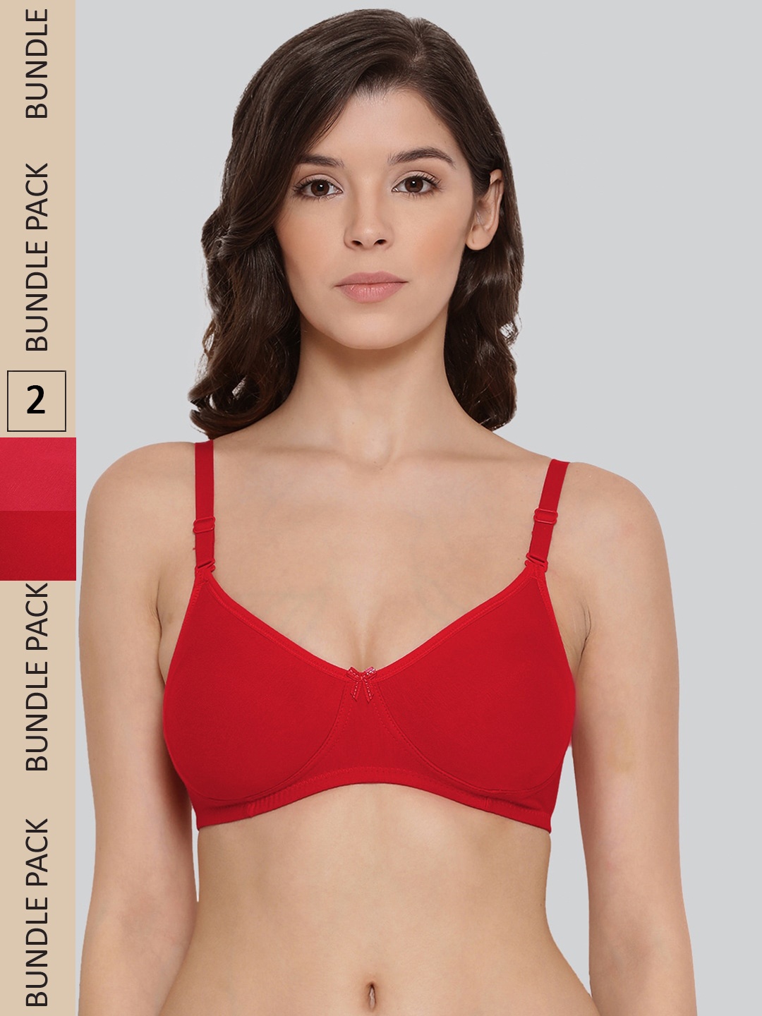 

LYRA Pack Of 2 Combed Cotton Rich Full Coverage Spacer Bra, Red