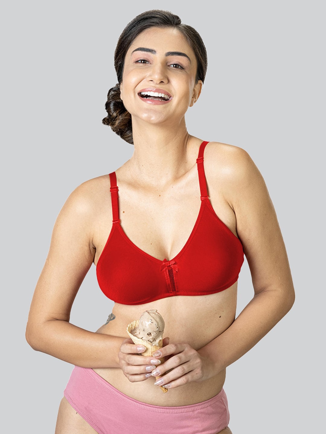

LYRA Non Padded Anti Odour Underwired Cotton Bra, Red