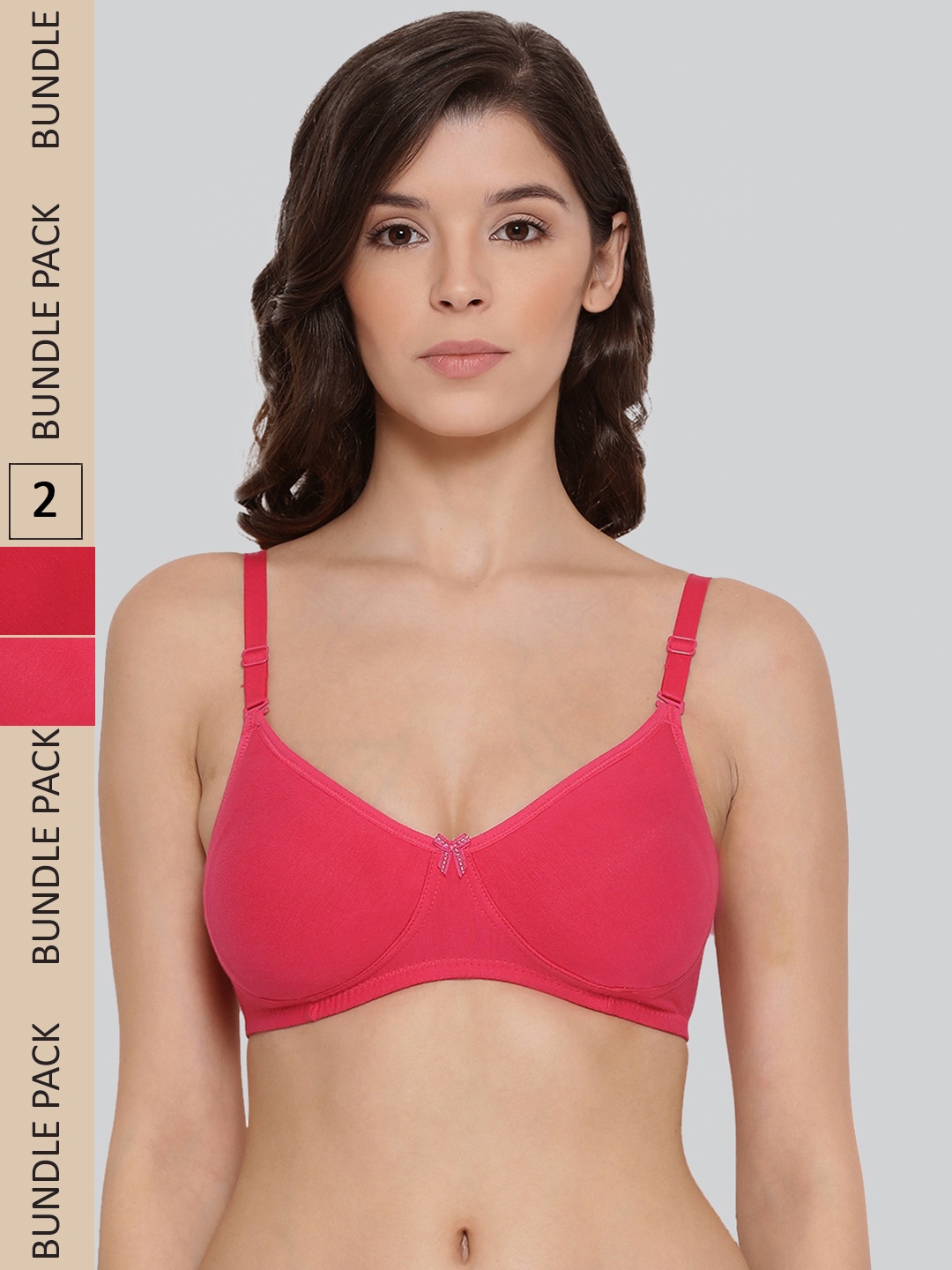 

LYRA Pack Of 2 Combed Cotton Rich Full Coverage Spacer Bra, Red