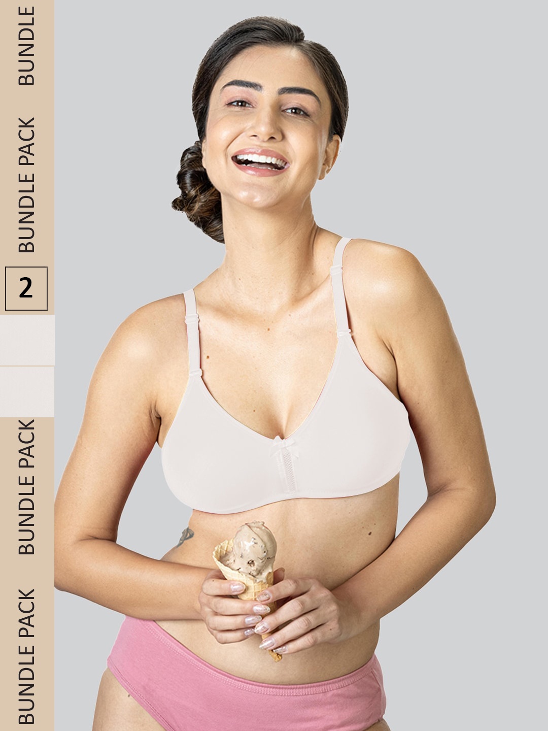 

LYRA Pack Of 2 Cotton Rich Mesh Ladder Wire Free Moulded and Seamless Bra, White