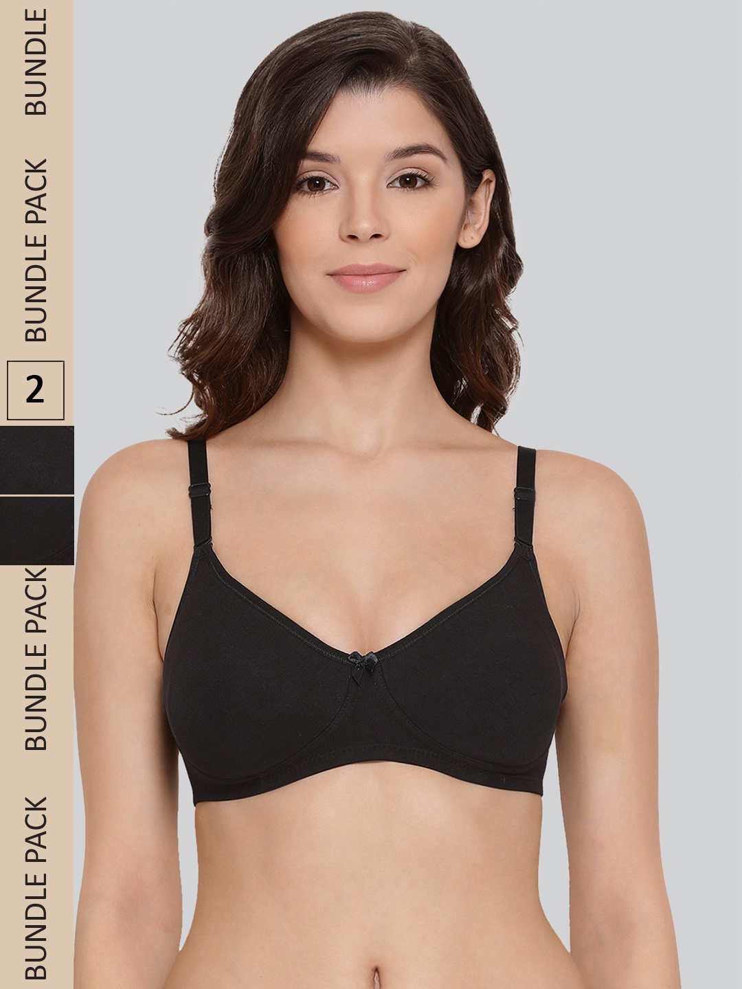 

LYRA Pack Of 2 Combed Cotton Rich Full Coverage Spacer Bra, Black