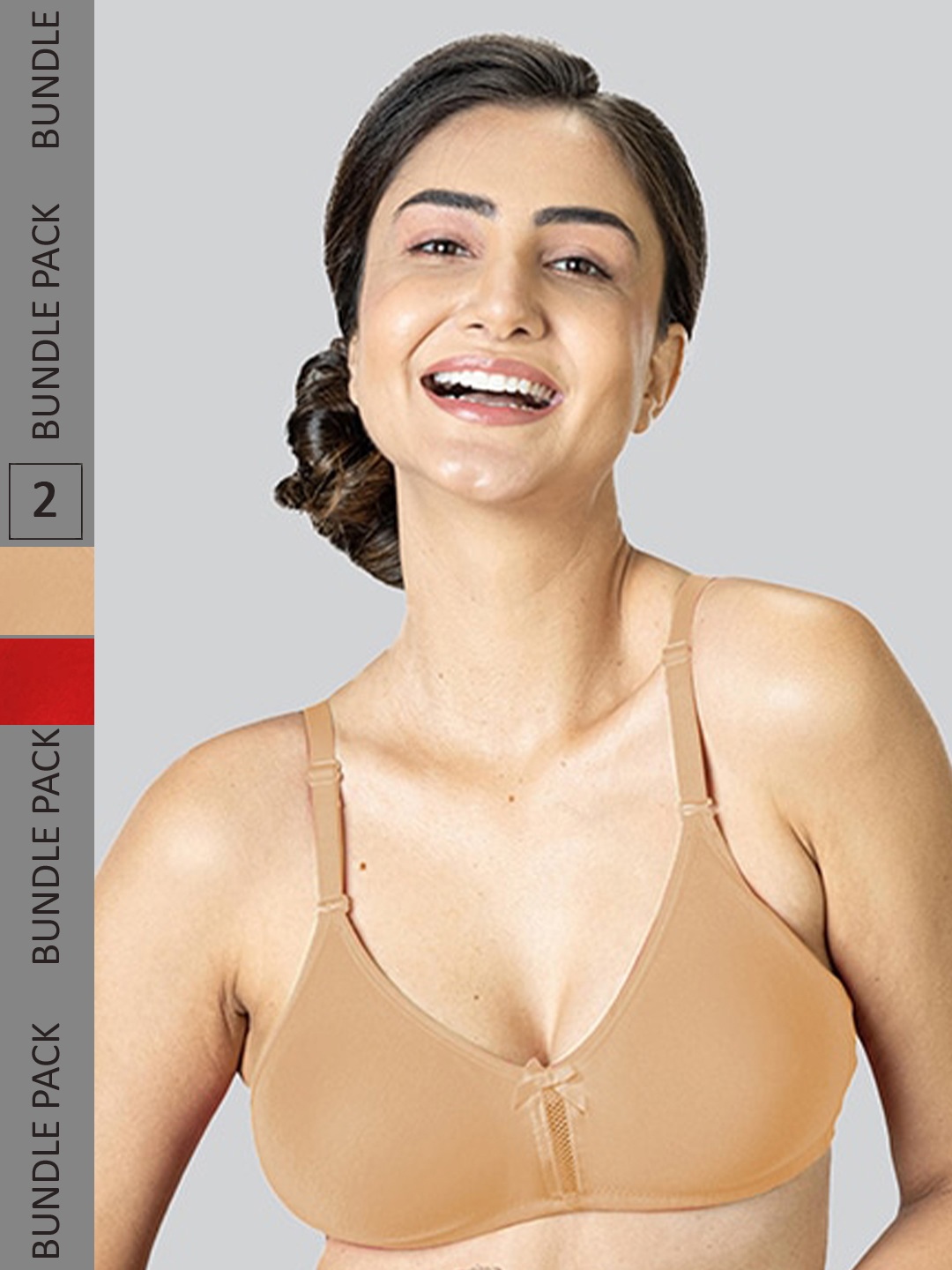 

LYRA Pack Of 2 Cotton Rich Mesh Ladder Wire Free Moulded and Seamless Bra, Beige