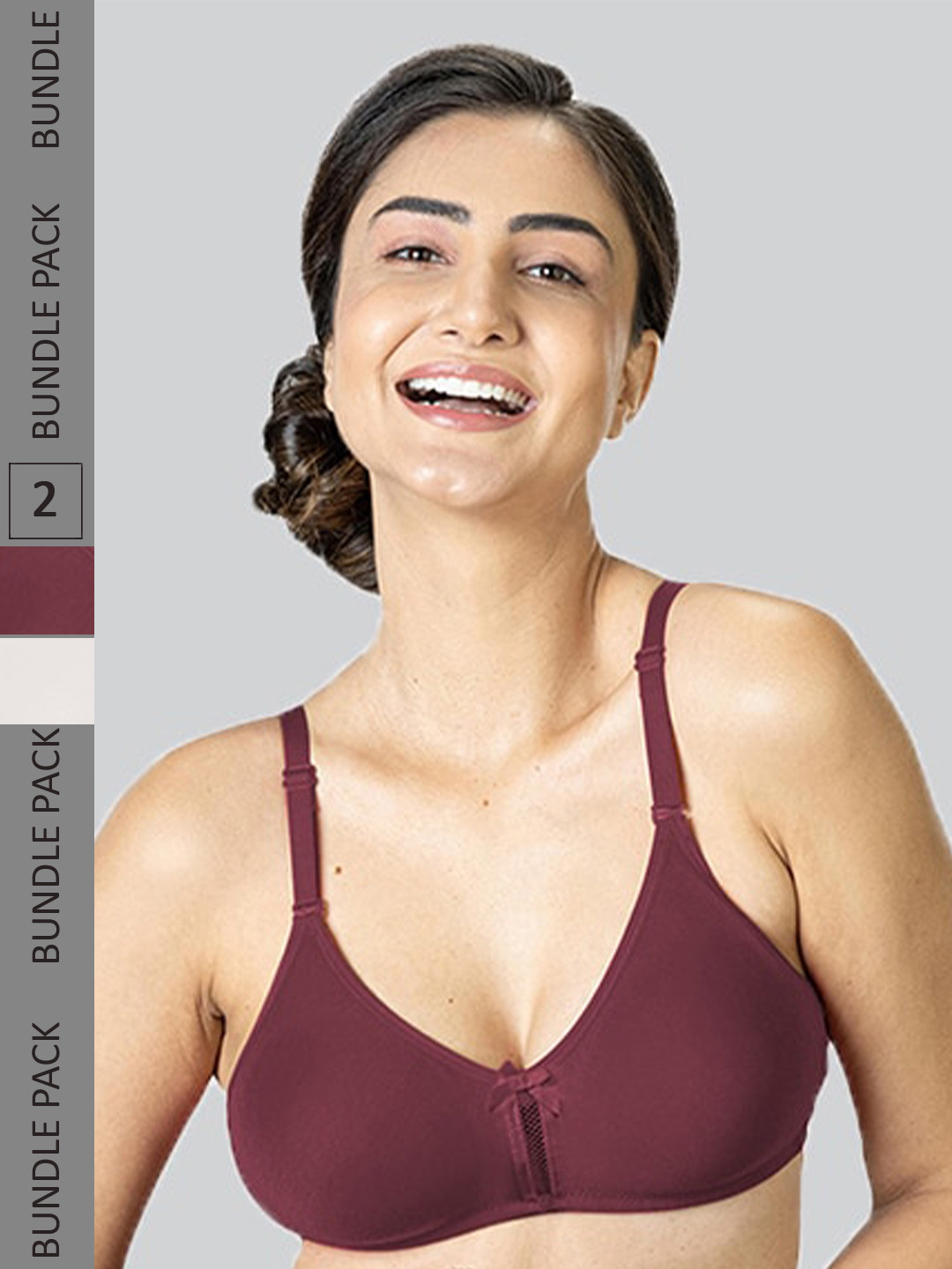 

LYRA Pack Of 2 Cotton Rich Mesh Ladder Wire Free Moulded and Seamless Bra, White