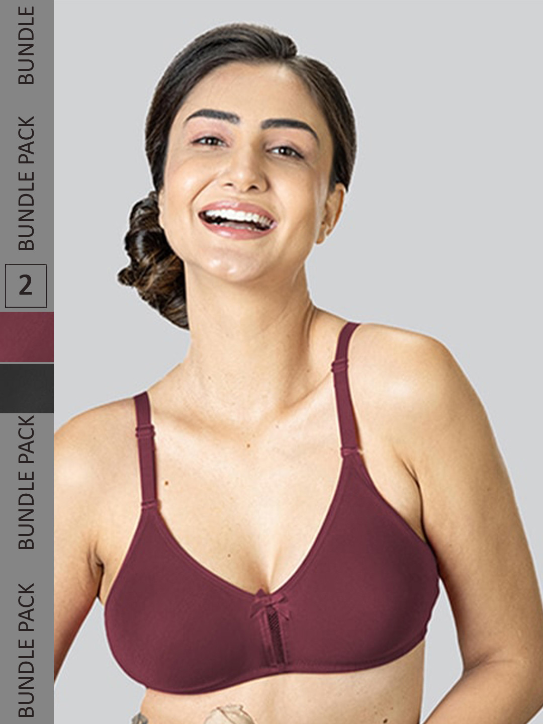 

LYRA Pack Of 2 Cotton Rich Mesh Ladder Wire Free Moulded and Seamless Bra, Maroon