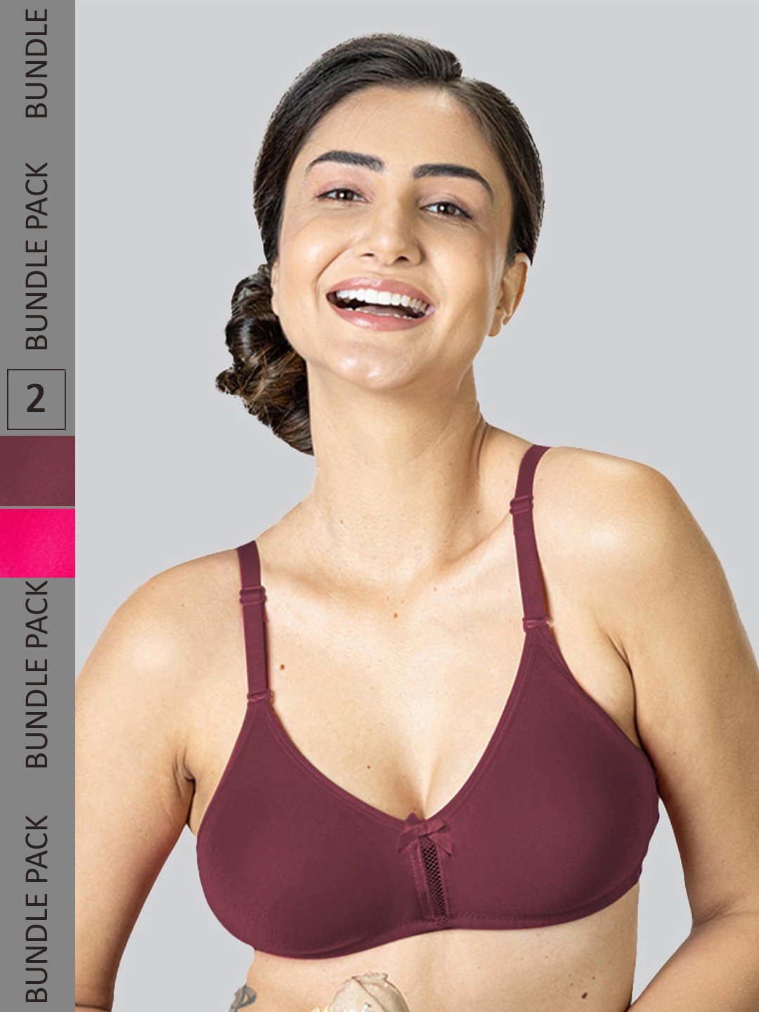 

LYRA Pack Of 2 Cotton Rich Mesh Ladder Wire Free Moulded and Seamless Bra, Pink