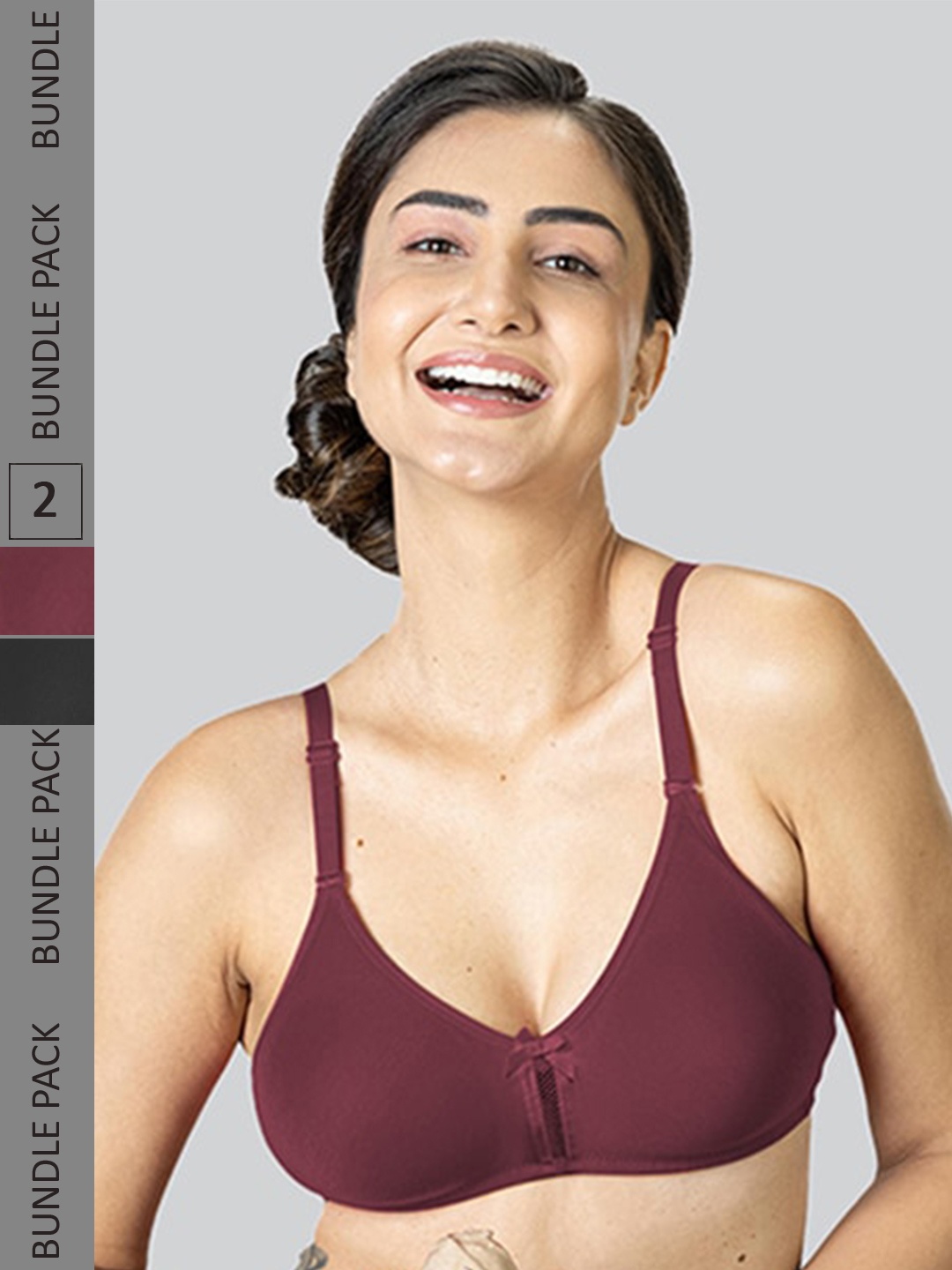 

LYRA Pack Of 2 Cotton Rich Mesh Ladder Wire Free Moulded and Seamless Bra, Black