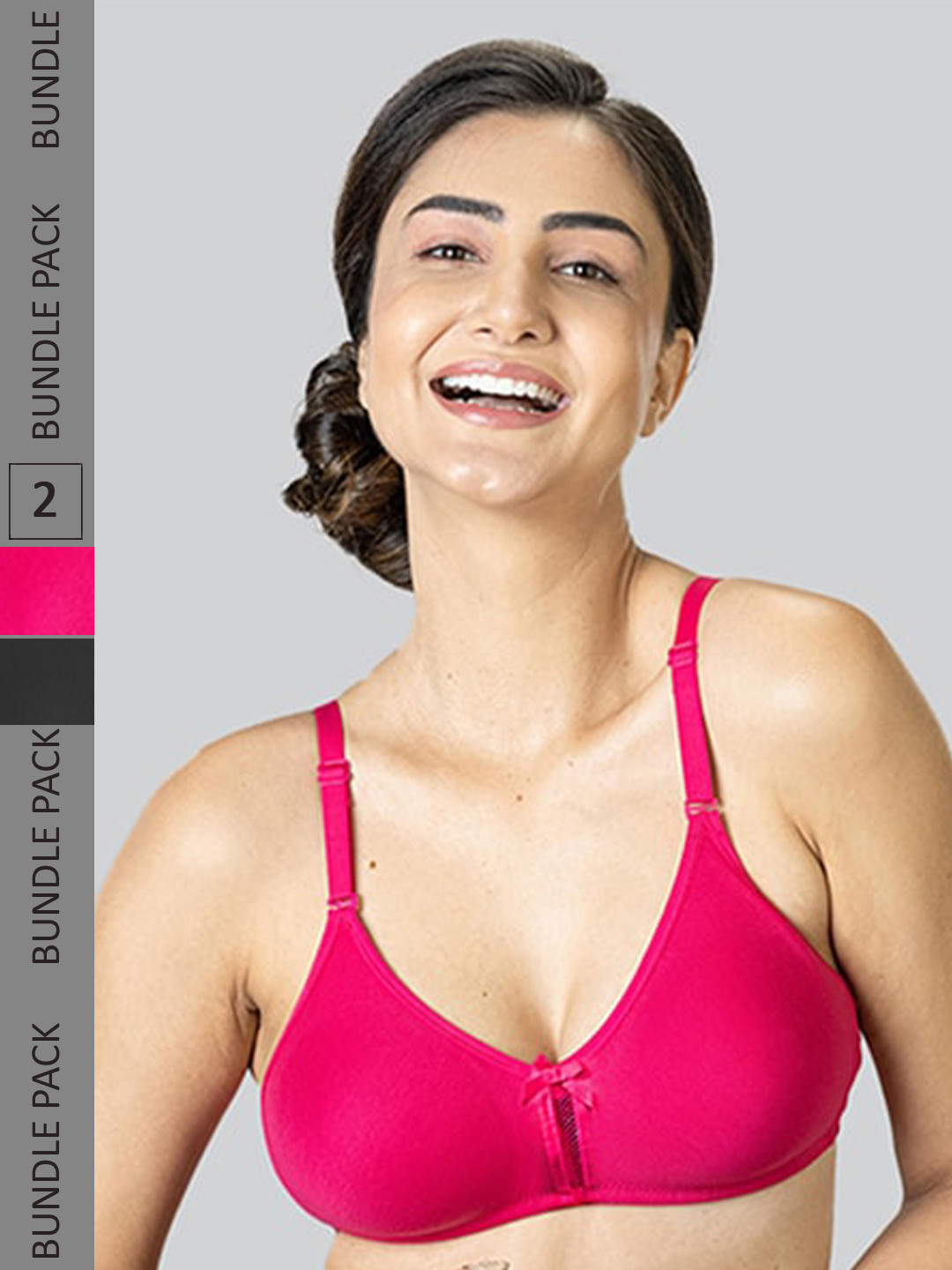 

LYRA Pack Of 2 Cotton Rich Mesh Ladder Wire Free Moulded and Seamless Bra, Black