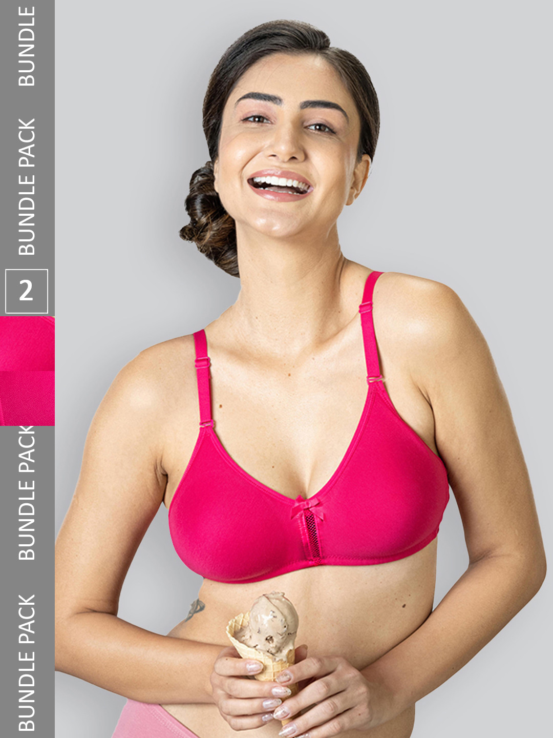 

LYRA Pack Of 2 Cotton Rich Mesh Ladder Wire Free Moulded and Seamless Bra, Fuchsia
