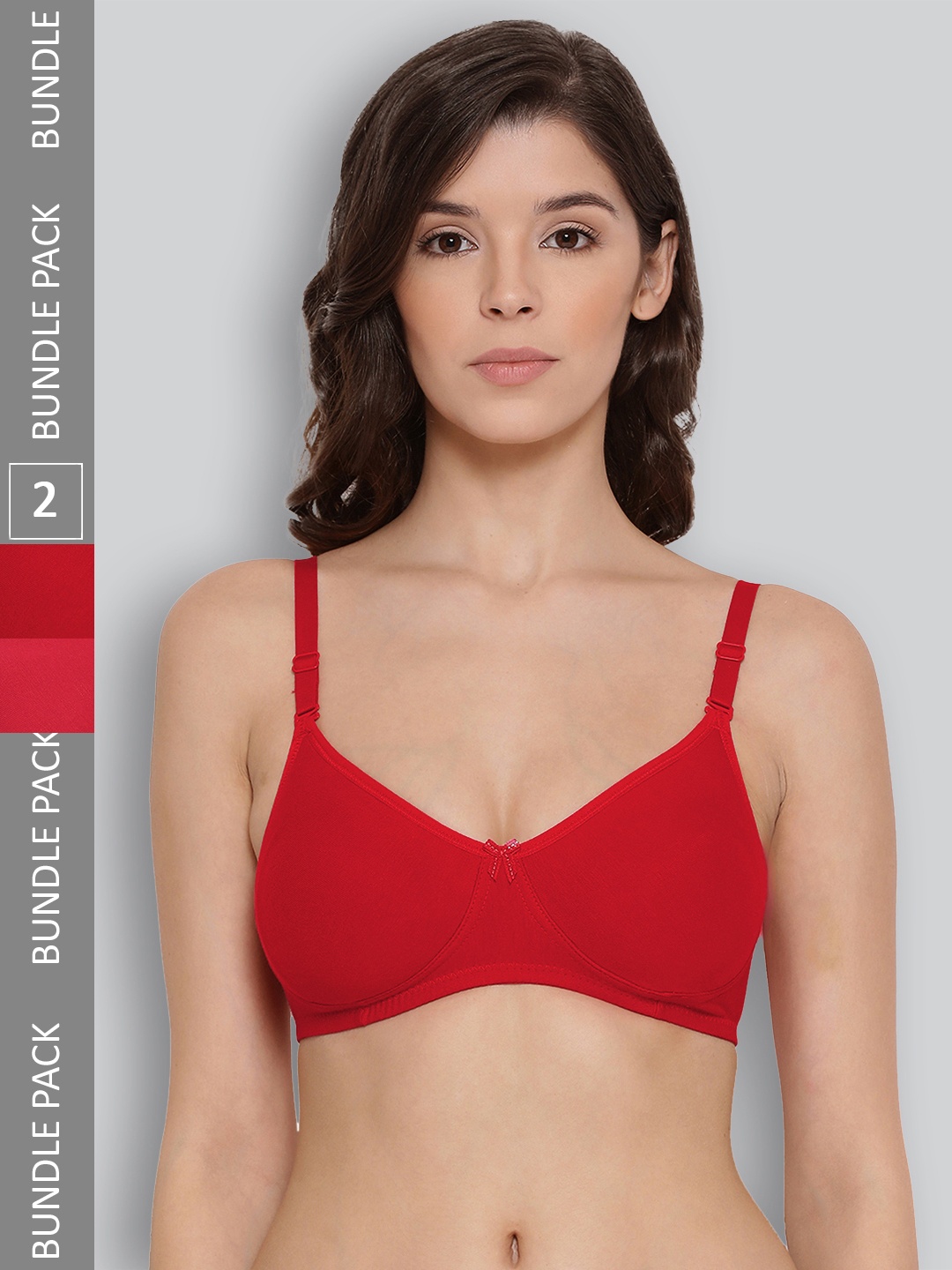 

LYRA Pack Of 2 Combed Cotton Rich Full Coverage Spacer Bra, Red