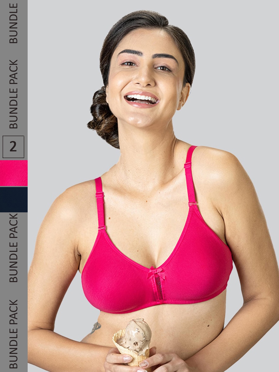 

LYRA Pack Of 2 Cotton Rich Mesh Ladder Wire Free Moulded and Seamless Bra, Pink