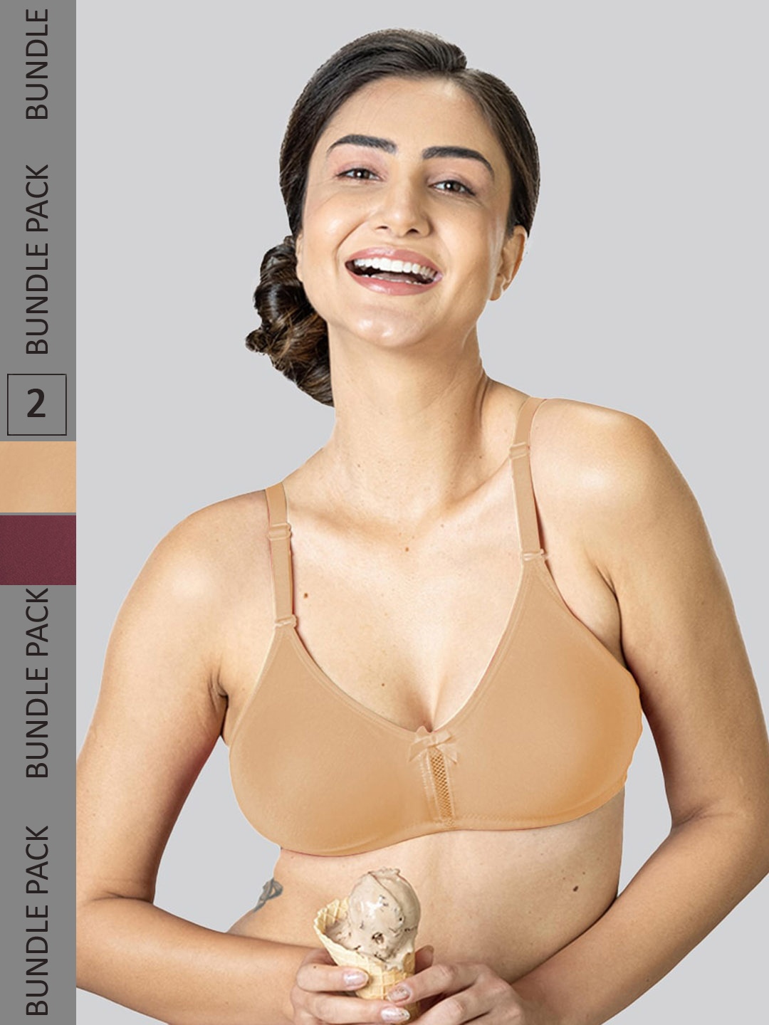 

LYRA Pack Of 2 Cotton Rich Mesh Ladder Wire Free Moulded and Seamless Bra, Purple