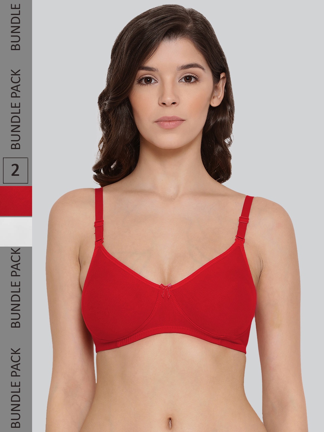 

LYRA Pack Of 2 Combed Cotton Rich Full Coverage Spacer Bra, Red