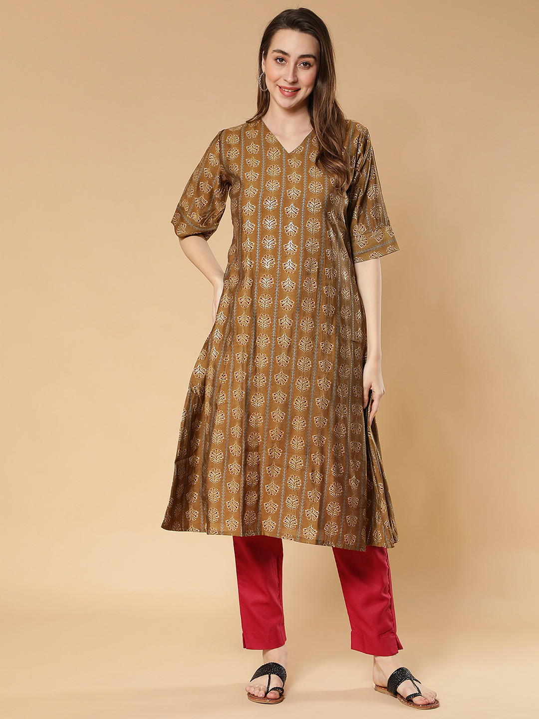 

Fabclub Ethnic Motifs Printed Cotton Kurta, Mustard